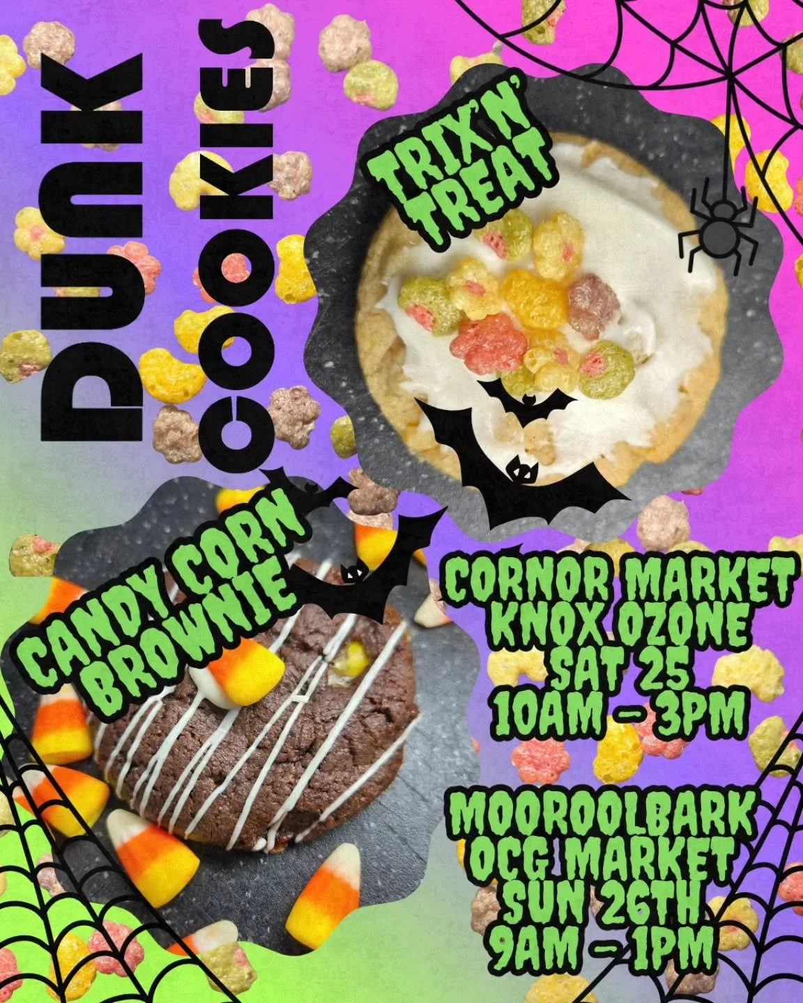 Last weekend to grab our twisted Halloween cookies π¦ππ¦
Saturday, we'll be @the.corner.market.lnt at Knox O-Zone 10am-3pm
Sunday, you'll find us @mooroolbarkocgmarket for a fun Halloween market 9am-1pm
