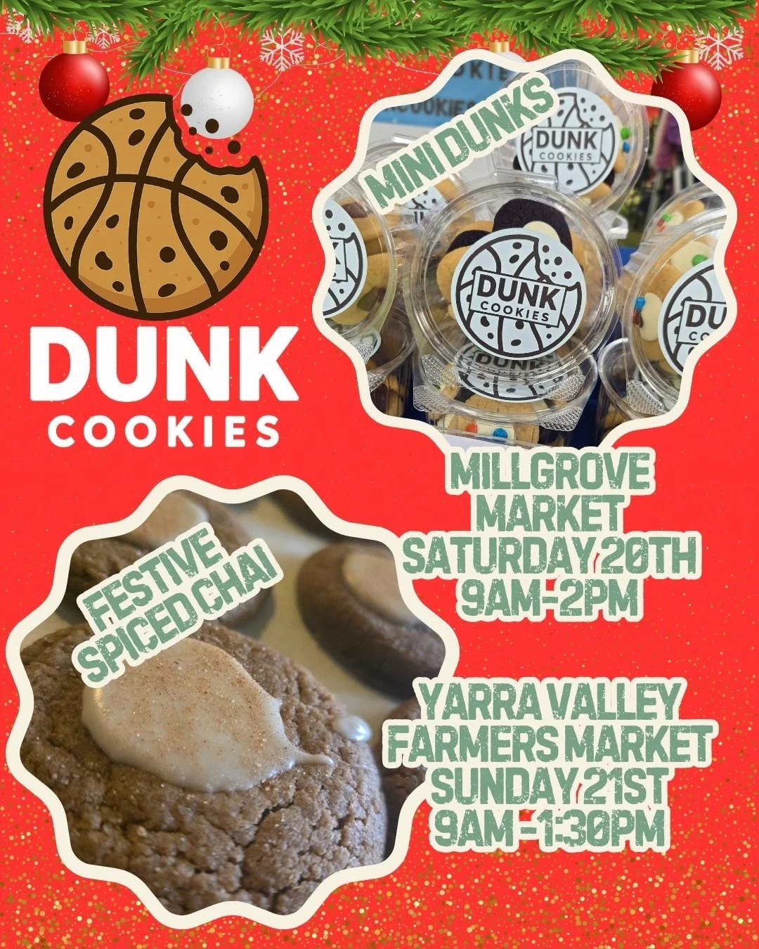 It's our last market weekend for the year.

Come by grab some cookies and check out all the amazing stalls to find some perfect Christmas presents 

Saturday 20th @millgrovemarket 9am-2pm

Sunday 21st @yarravalley_farmersmarket 9am-1:30pm