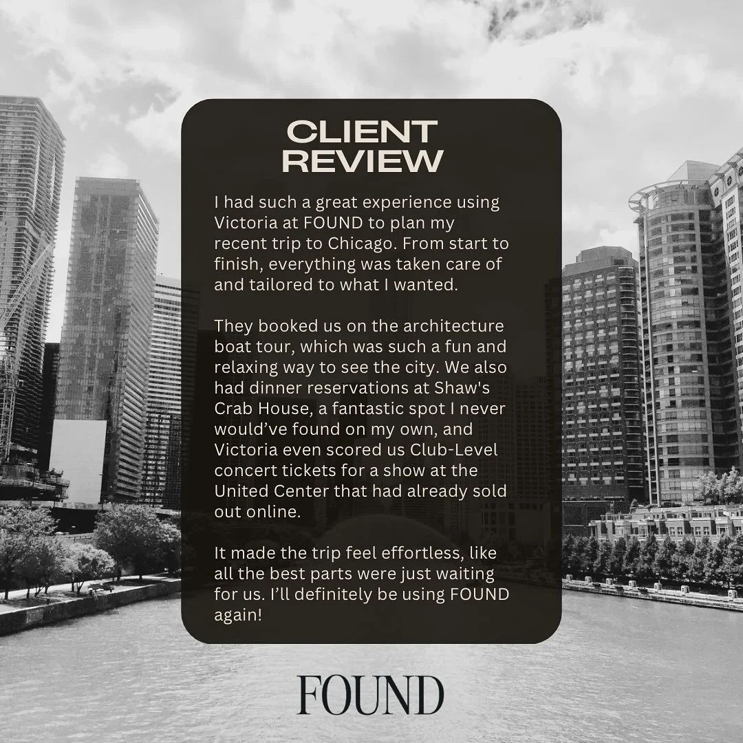 ✨ What Our Clients Are Saying ✨
We love sharing real stories from our travelers. First up: Chicago &bull; a city adventure designed start to finish.