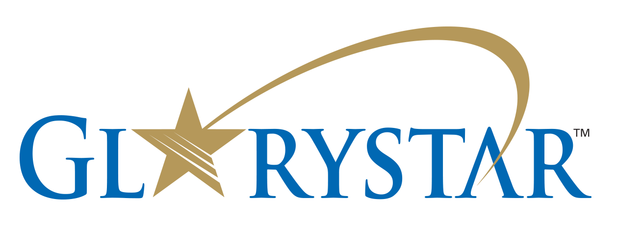 Glorystar logo with a blue star and shooting star design.