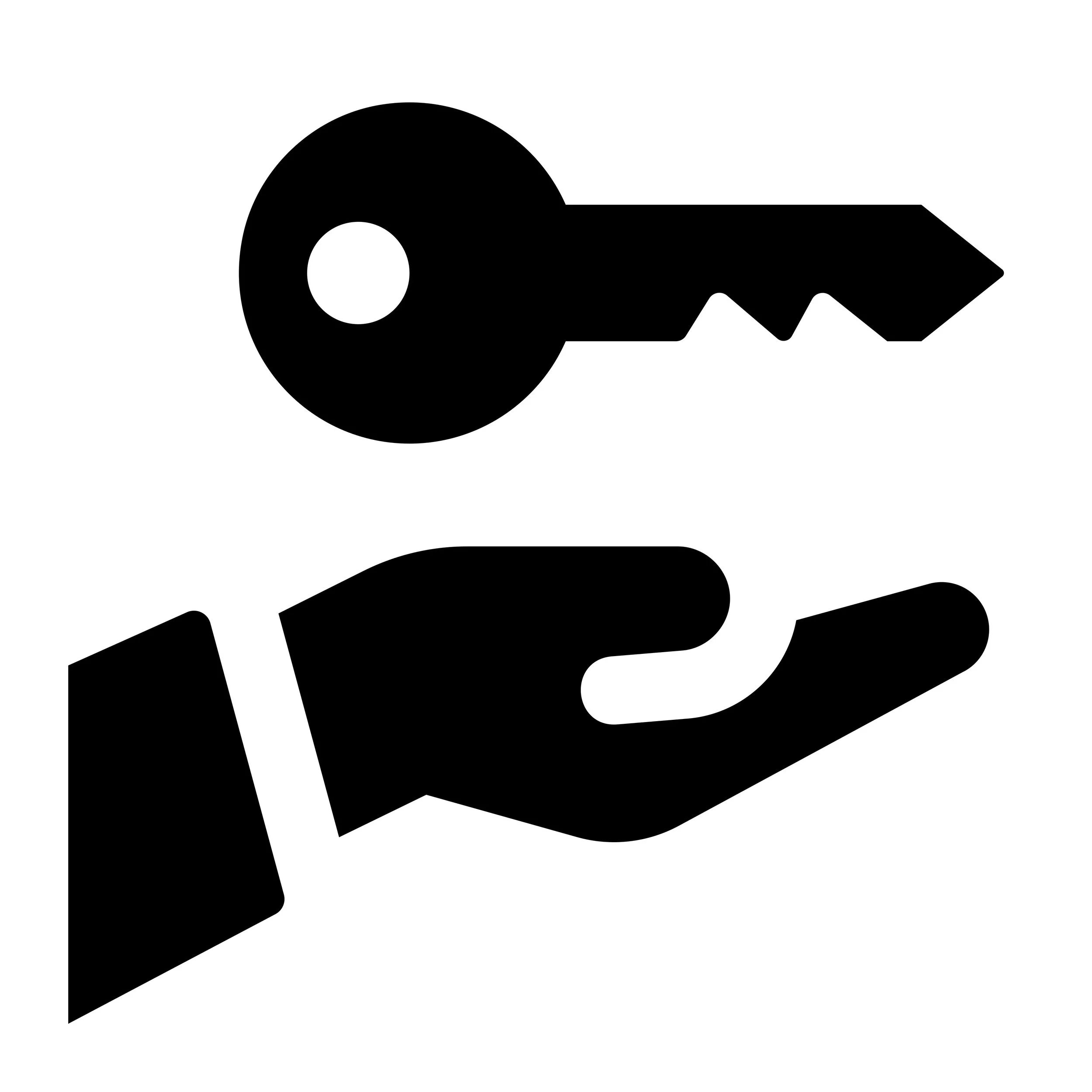 Hand offering a key icon, symbolising real estate and end-of-lease pest control.