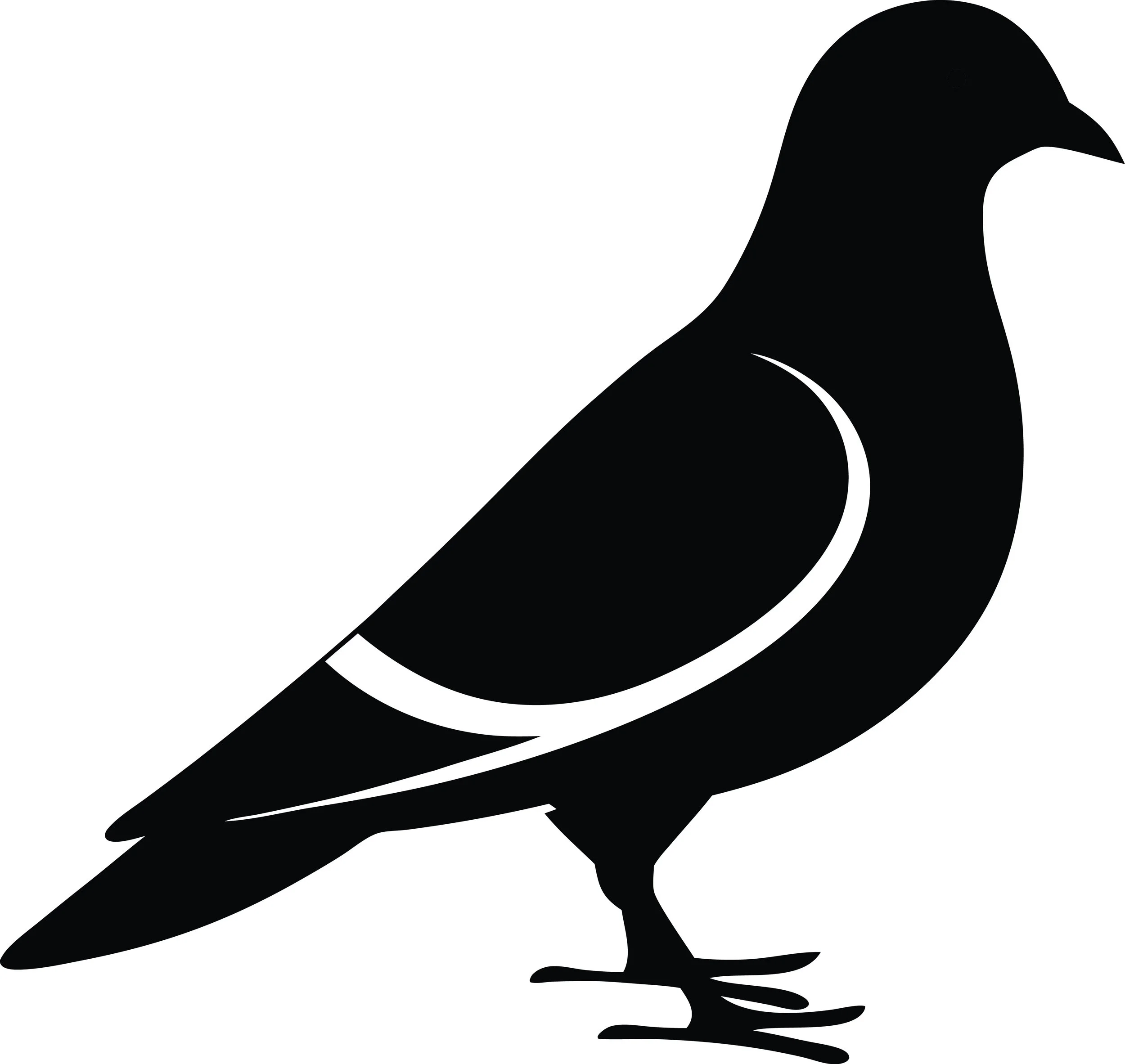 Black silhouette of a bird facing right.