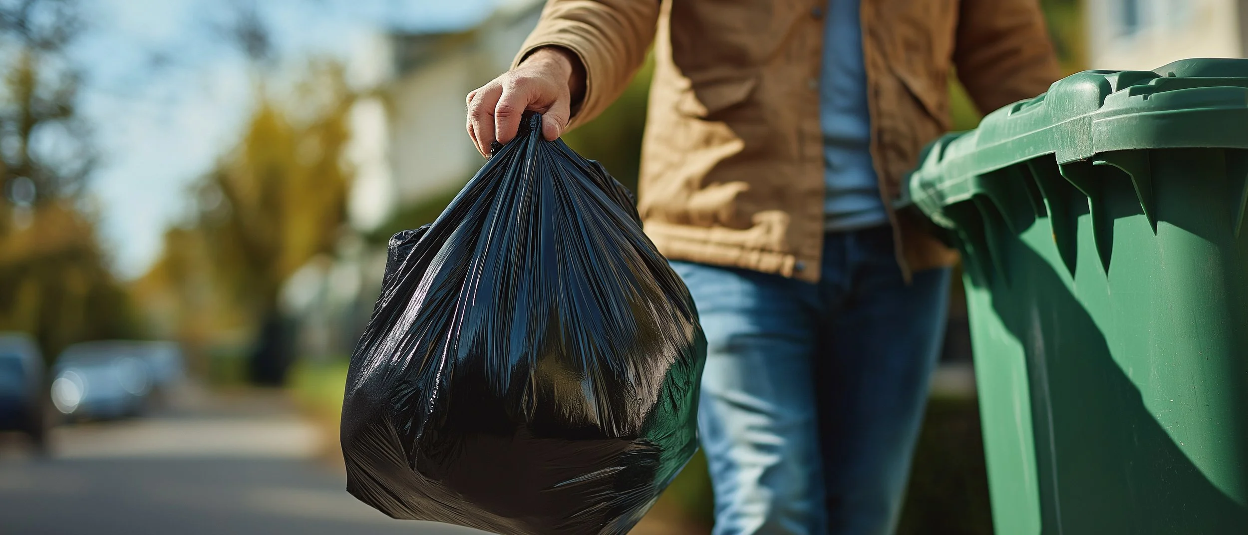 Person taking household rubbish outside — an important step in preventing cockroach infestations in Ipswich, Lockyer Valley, and Brisbane homes.