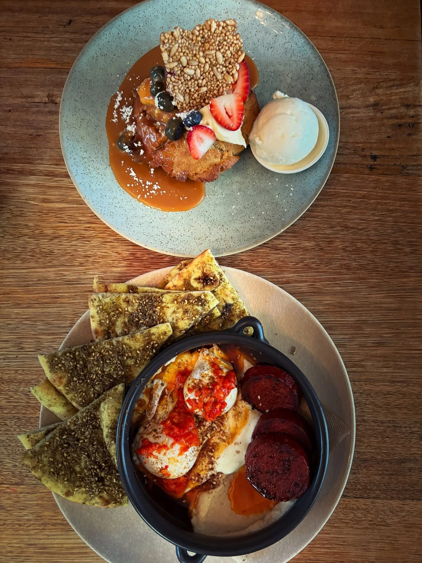 Some dishes just know their angles✨ 

Turkish eggs, sujuk &amp; our signature ricotta hotcakes - as photogenic as they are delicious! 😋 

.
.
.
.
.
.
. 
.
.
#seddon #seddoncafe #seddoncommunity #innerwestmelbourne #melbournecoffee #melbournecoffeecu