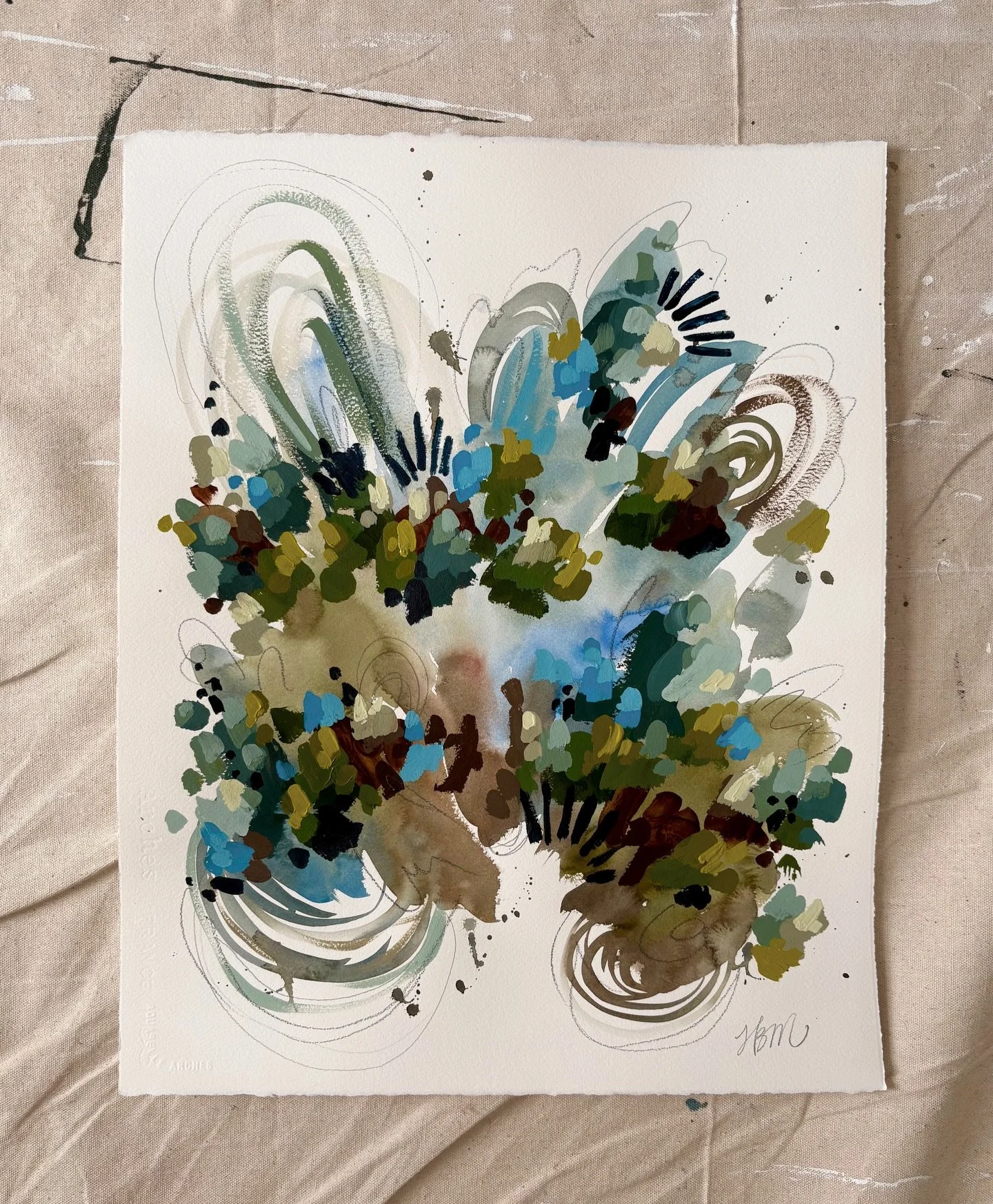 Gearing up for @spotlightonart with a new collection of abstracts! Here&rsquo;s a tease🤭 

I love how splashy this piece is and the way you can feel the movement🙌🏼

Stay tuned for more sneak peeks! What colors do you want to see more of?