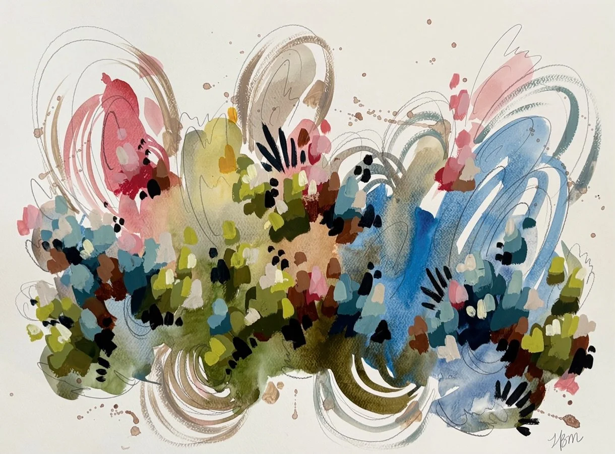 This one is so&hellip; bouncy! And it&rsquo;s my favorite color palette, can you tell? 

She&rsquo;s looking for a home, headed to @spotlightonart tomorrow for a little restock because ALL of my framed pieces sold🤩 Shout out to those of you buying m