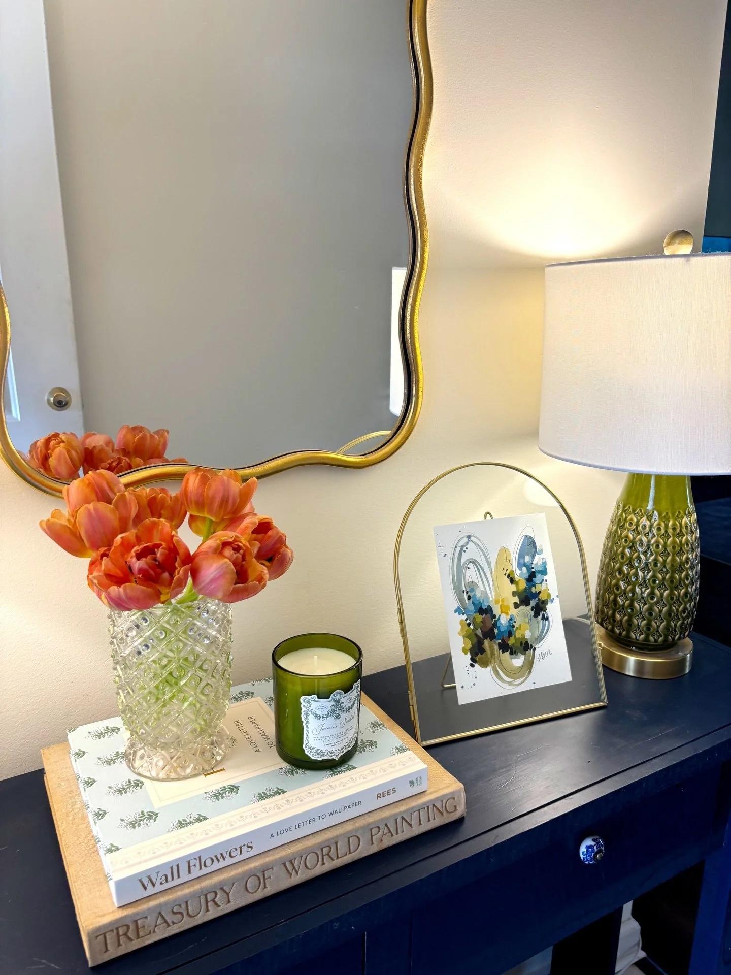 I love seeing my work in your homes!🤍 These lamps pair so perfectly with the art. Looking for a custom piece to go with your color scheme? Message me!

3 out of these four will be available soon on my website. Stay tuned!

#abstractart #gallerywall 