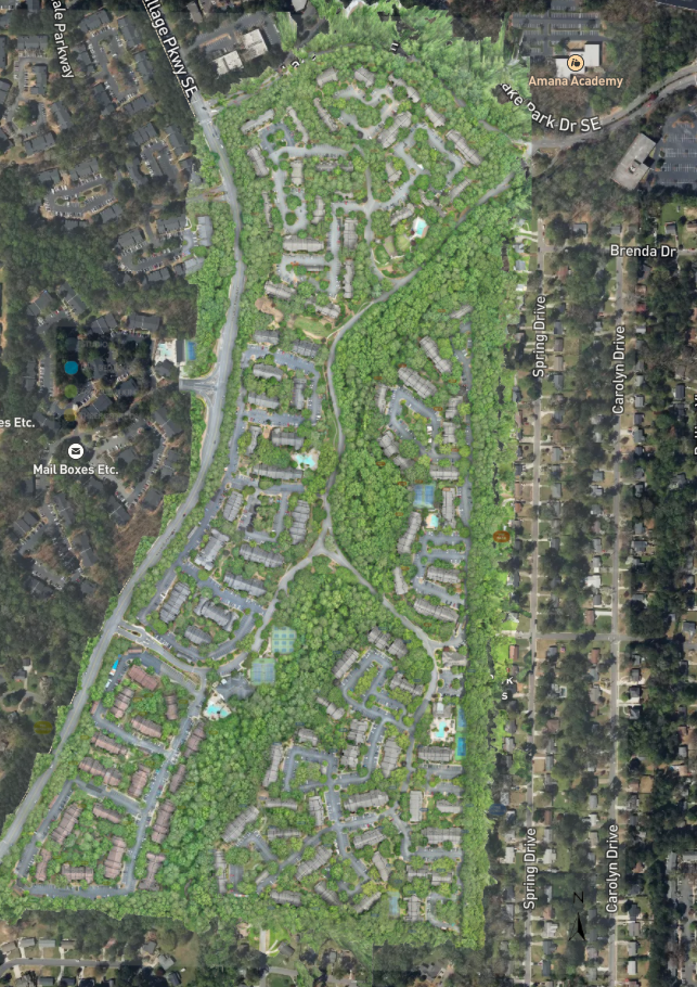A 2d orthomosaic map of 112 acre apartment complex that was produced and processed by JC Aerial Services.