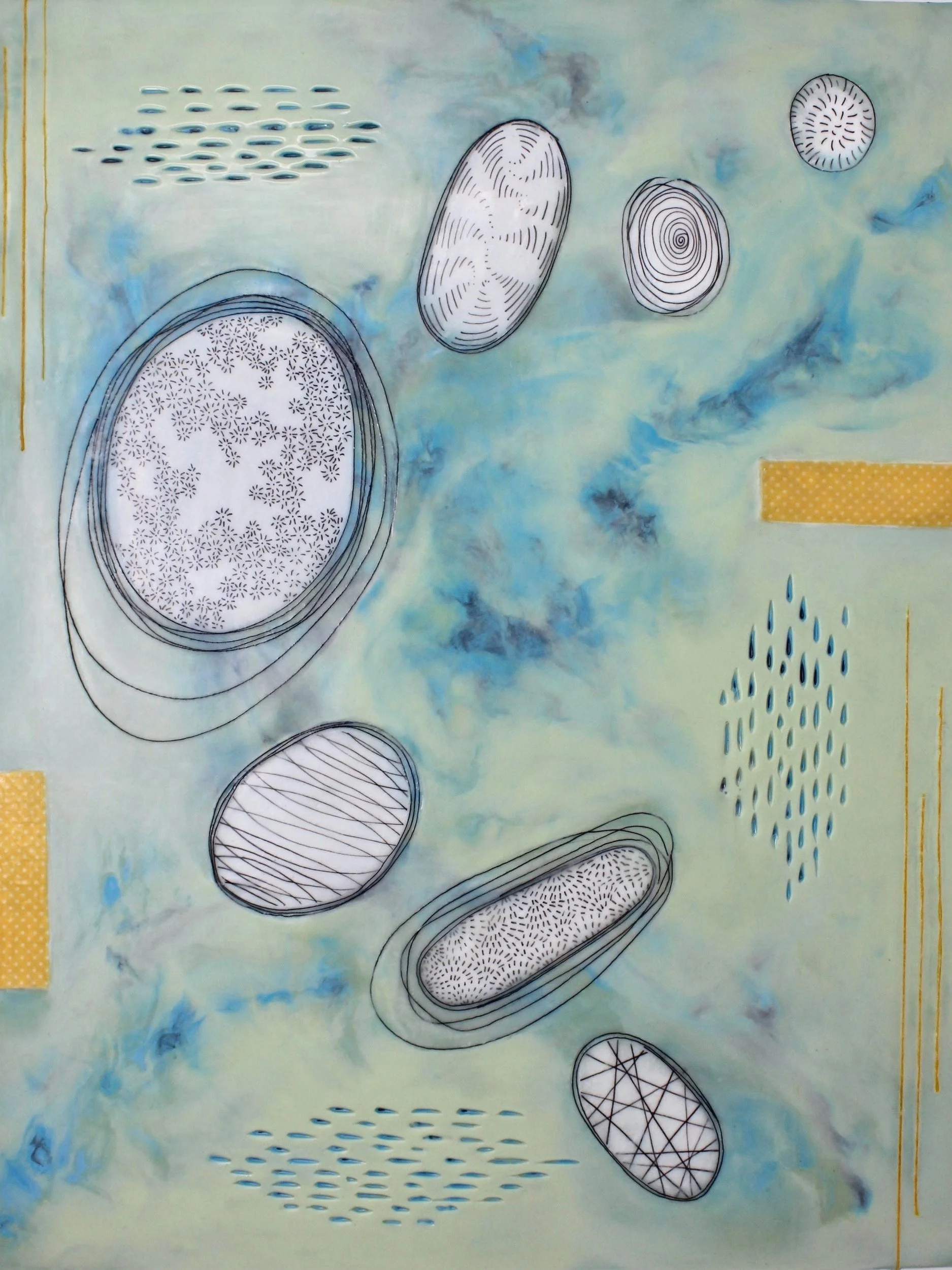 Tumble Stones -encaustic on wood panel
14" x 16" SOLD