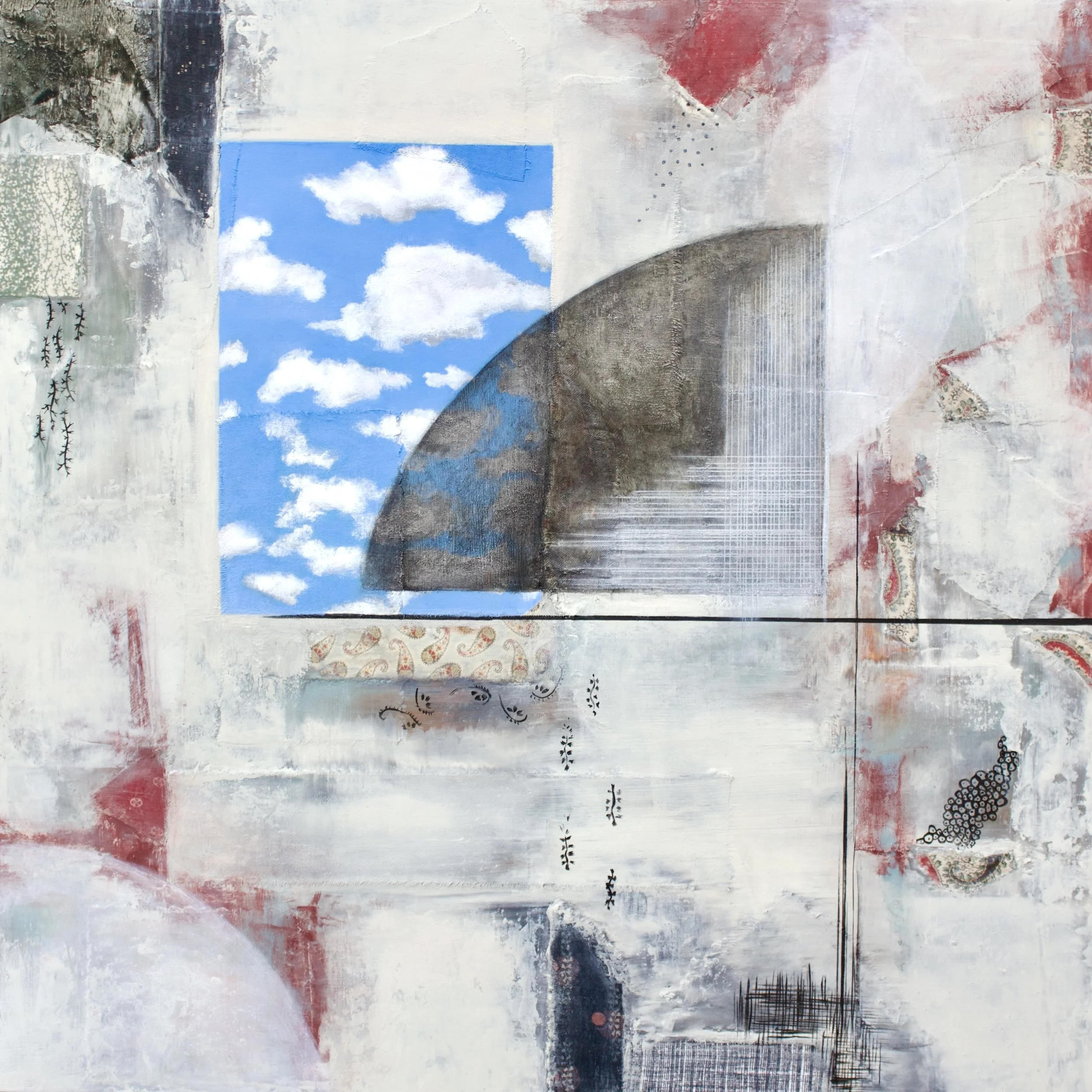 Above -oil and fabric on cradled wood panel 
20" x 20"                       available       
