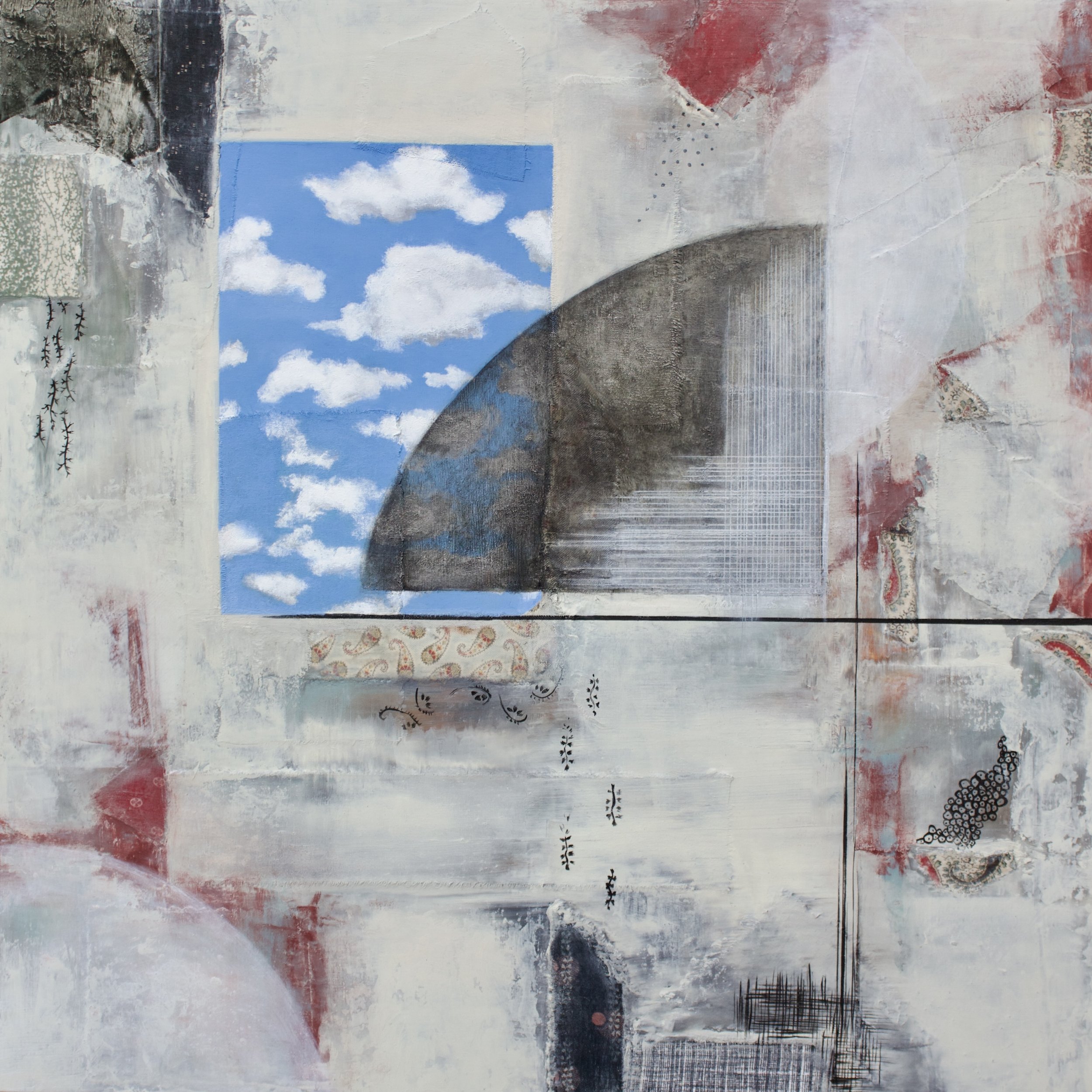 Above -oil and fabric on cradled wood panel 
20" x 20"                       available       