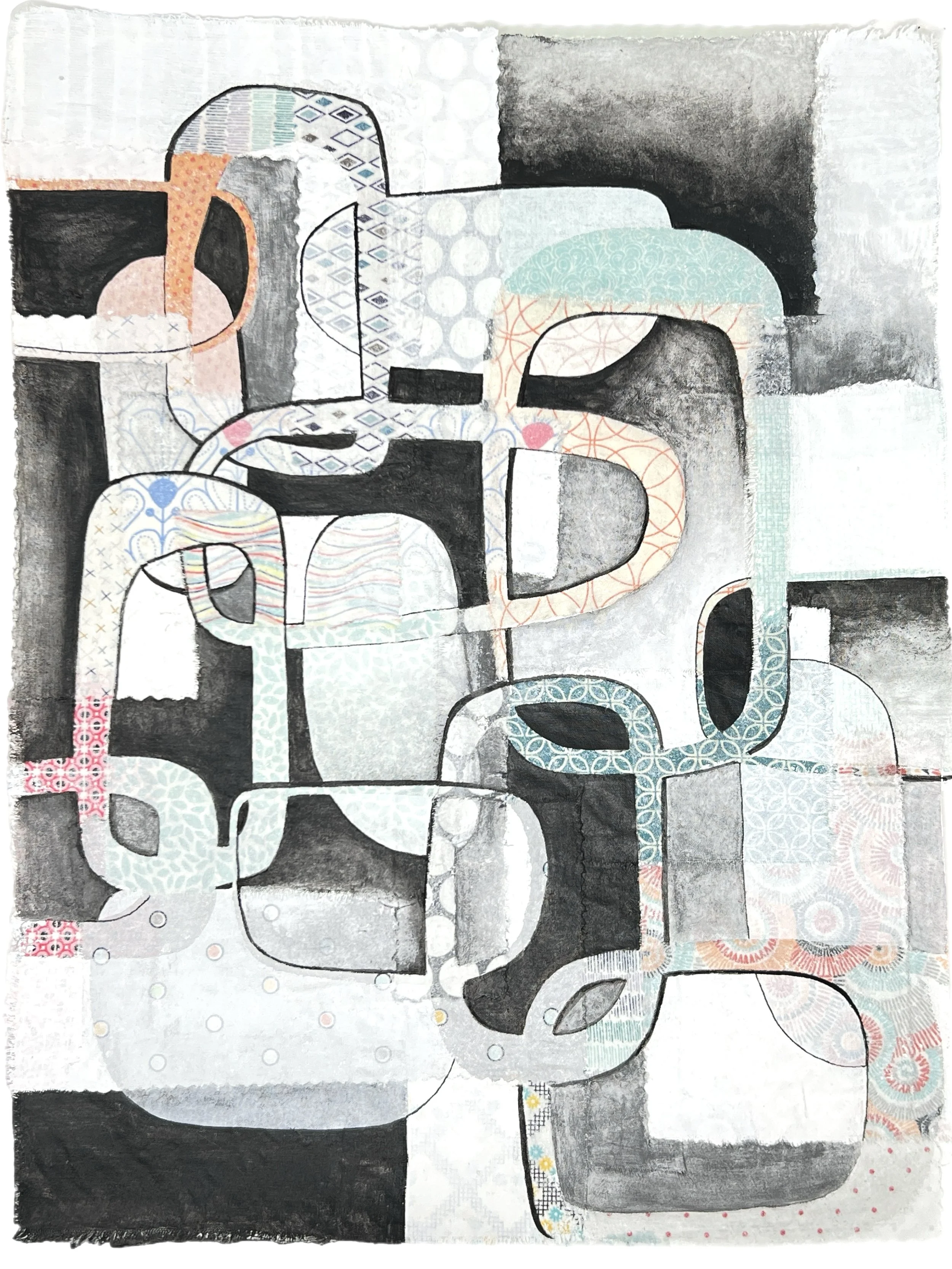 Connections -acrylic on fabric   
17"x13"                       available        $515.00 framed