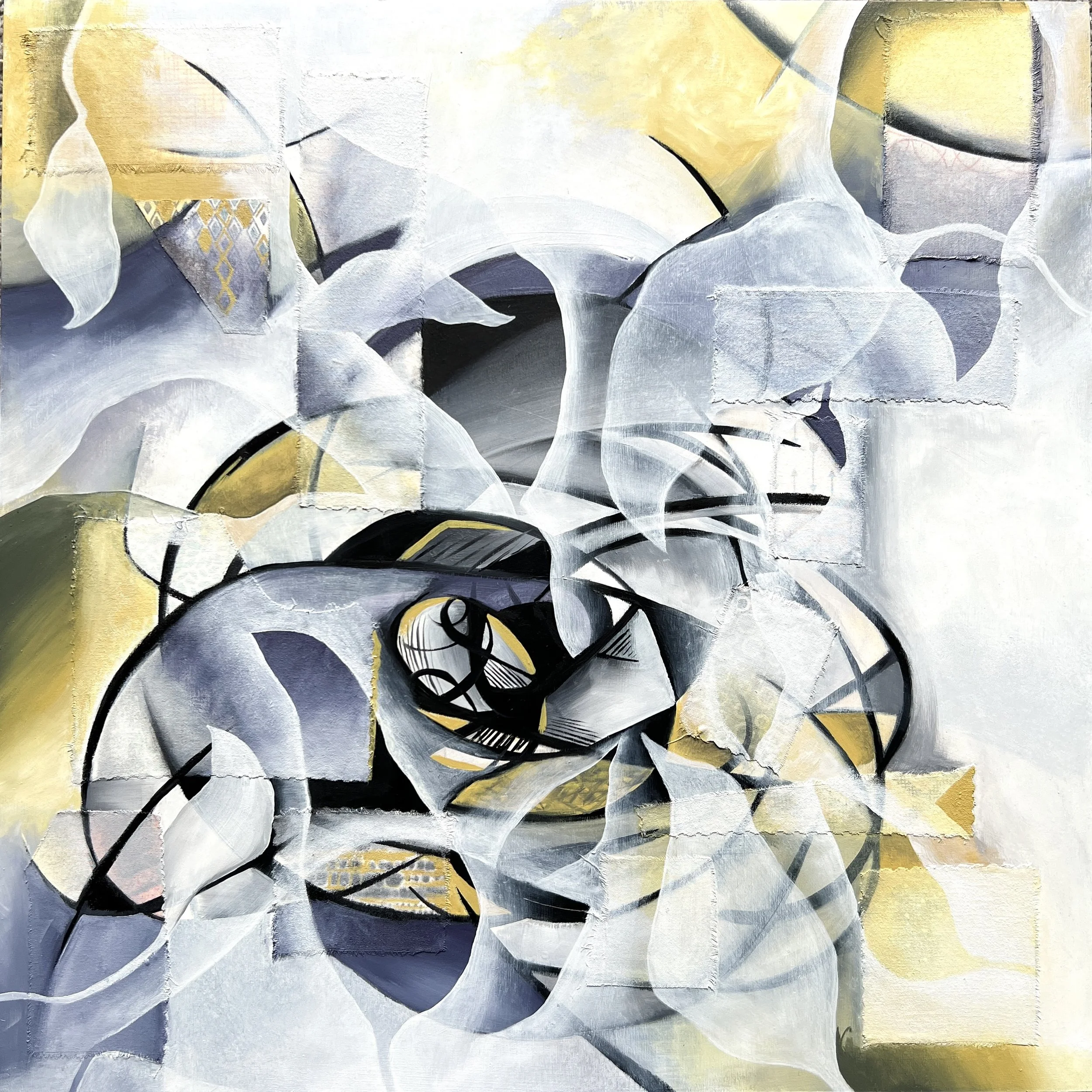 Nest II -Oil and fabric on cradled wood panel 
20" x 20"                       available        