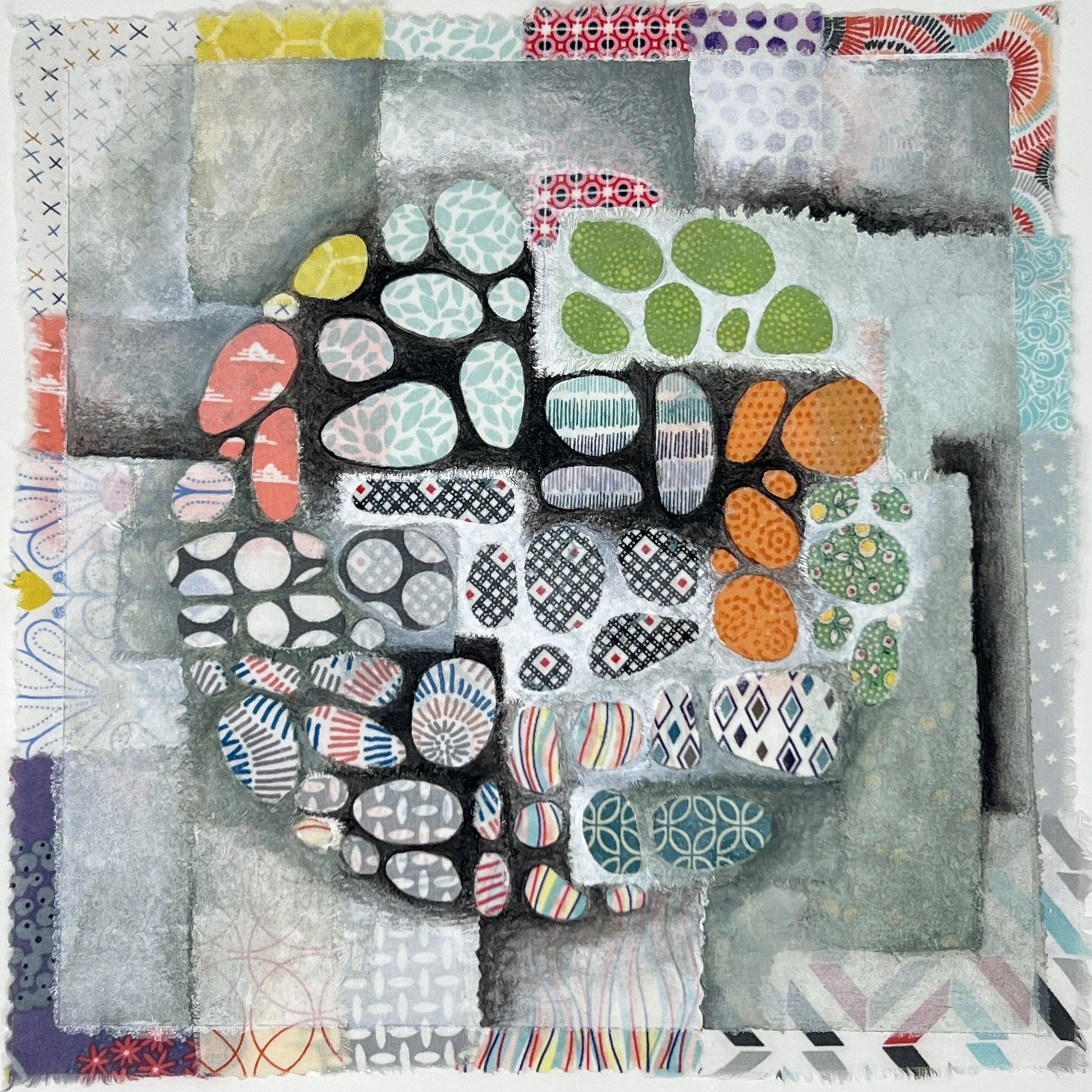 Collection of Rocks- acrylic on fabric  
available                                                  $350 framed