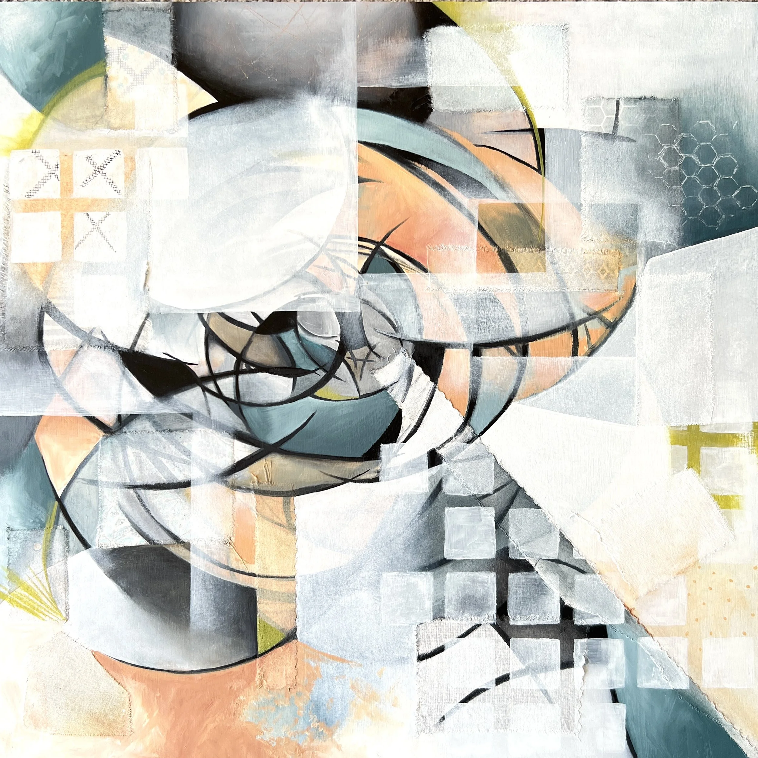 Nest III -Oil and fabric on cradled wood panel 
20" x 20"                       available        