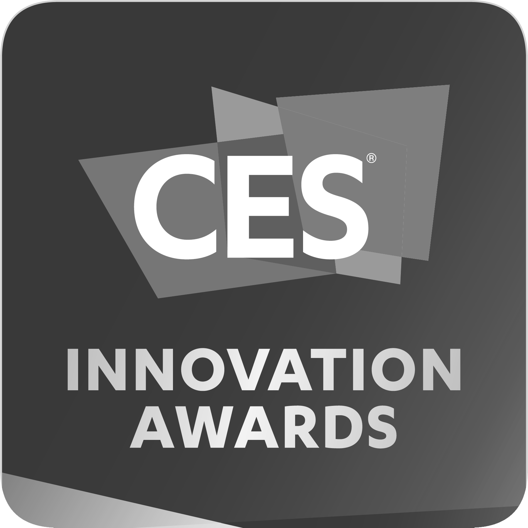 Logo for CES Innovation Awards featuring overlapping geometric shapes and the text 'CES INNOVATION AWARDS'.