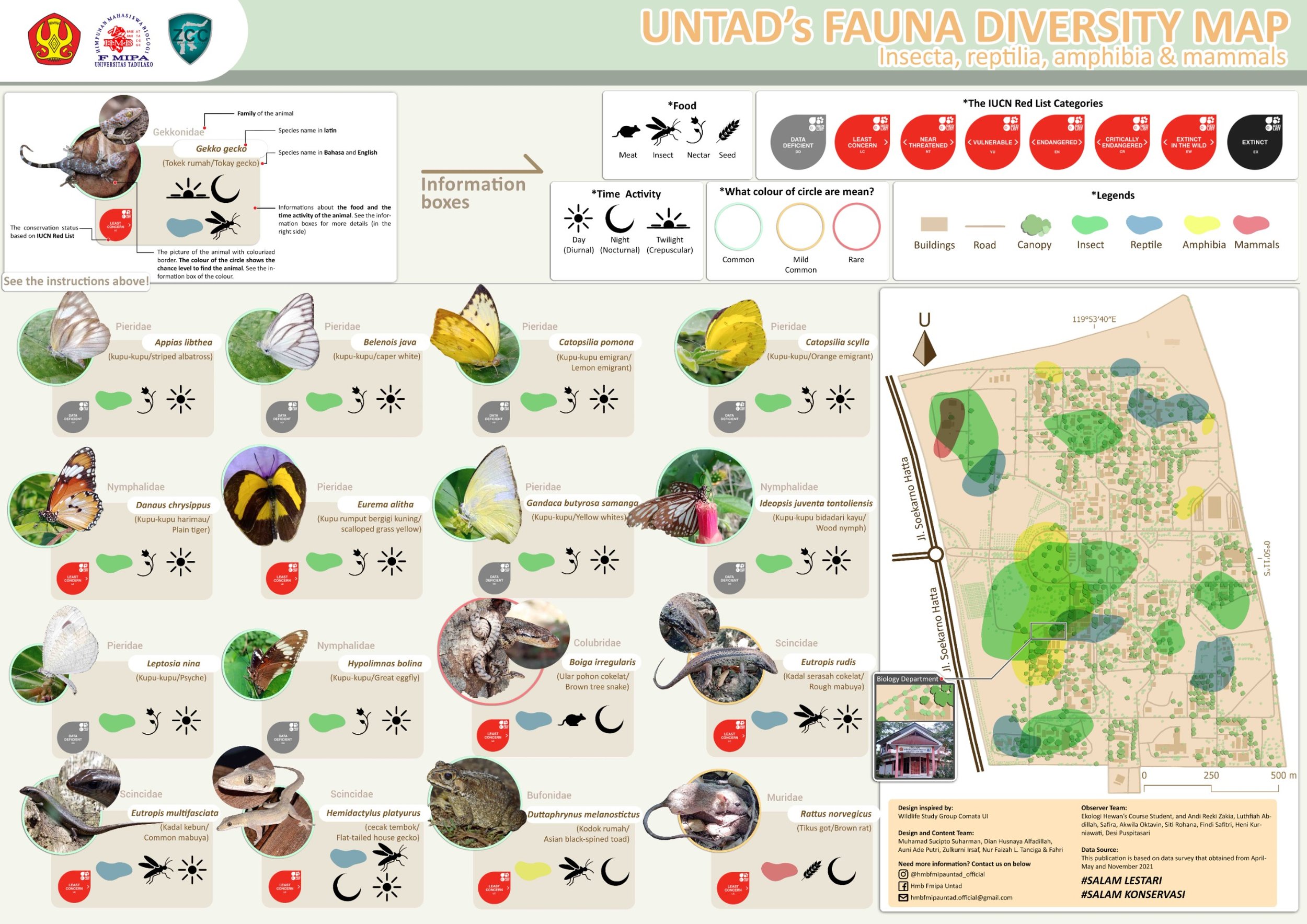 Peta Keanekaragaman Fauna Universitas Tadulako (insekta, reptil, amfibi, dan mamalia)
