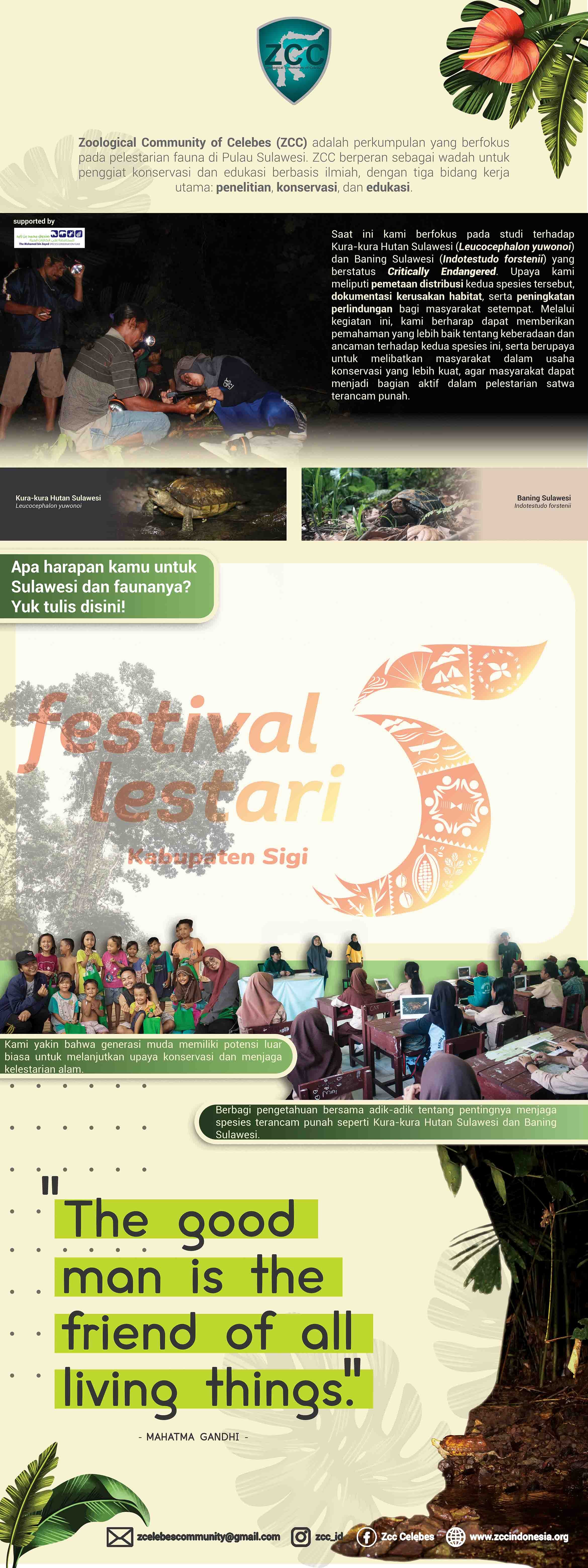 Festival Lestari #5 Kabupaten Sigi: Mengenal Kura-kura Hutan Sulawesi yang terancam, oleh ZCC