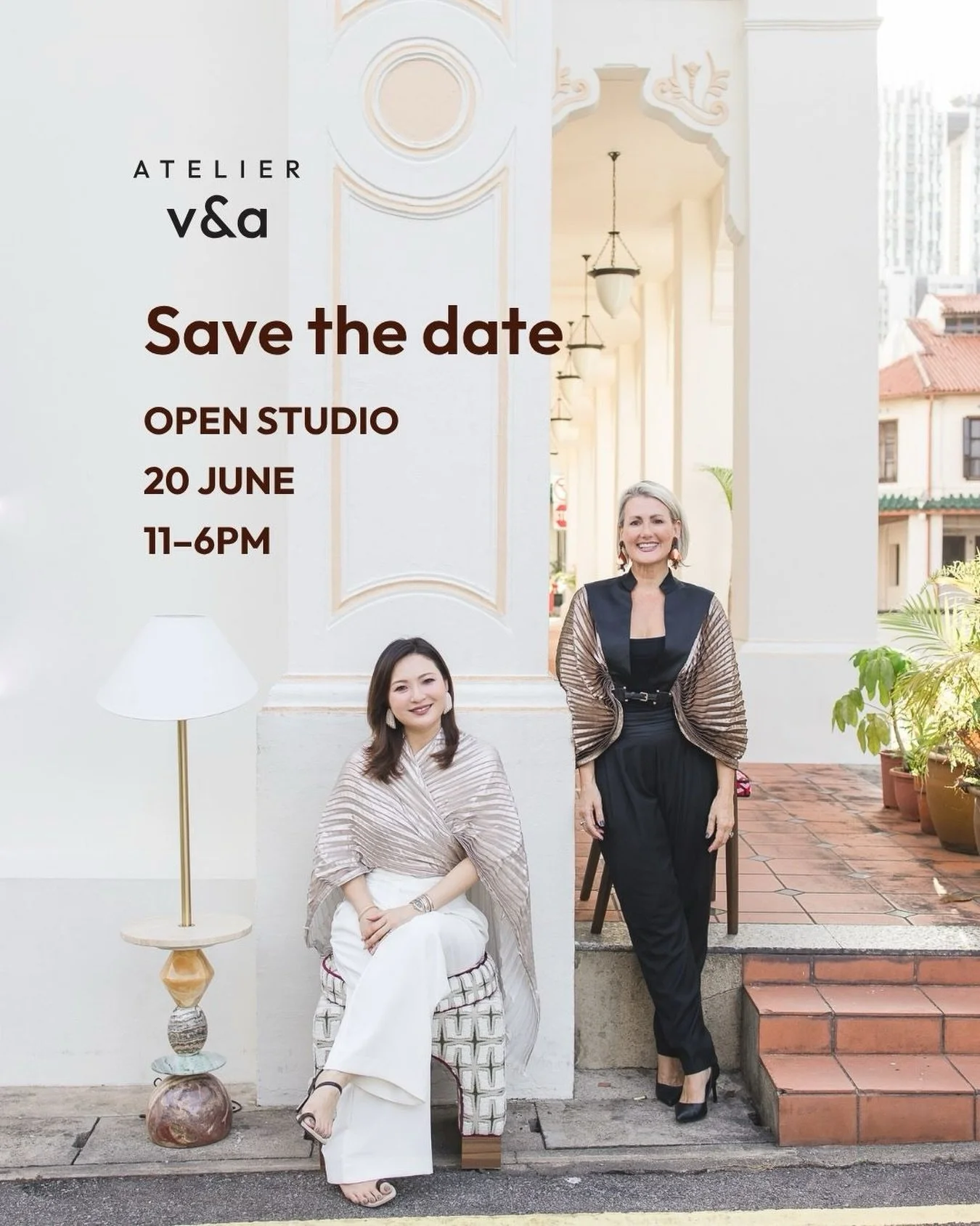 Saturday 20 June, Atelier V&amp;A opens its doors again 🫶🏼

Furniture, objects, florals, materials, conversations and the stories behind them.

More details soon.

#ateliervanda #singaporedesign #designsingapore #openstudio #interiorsingapore