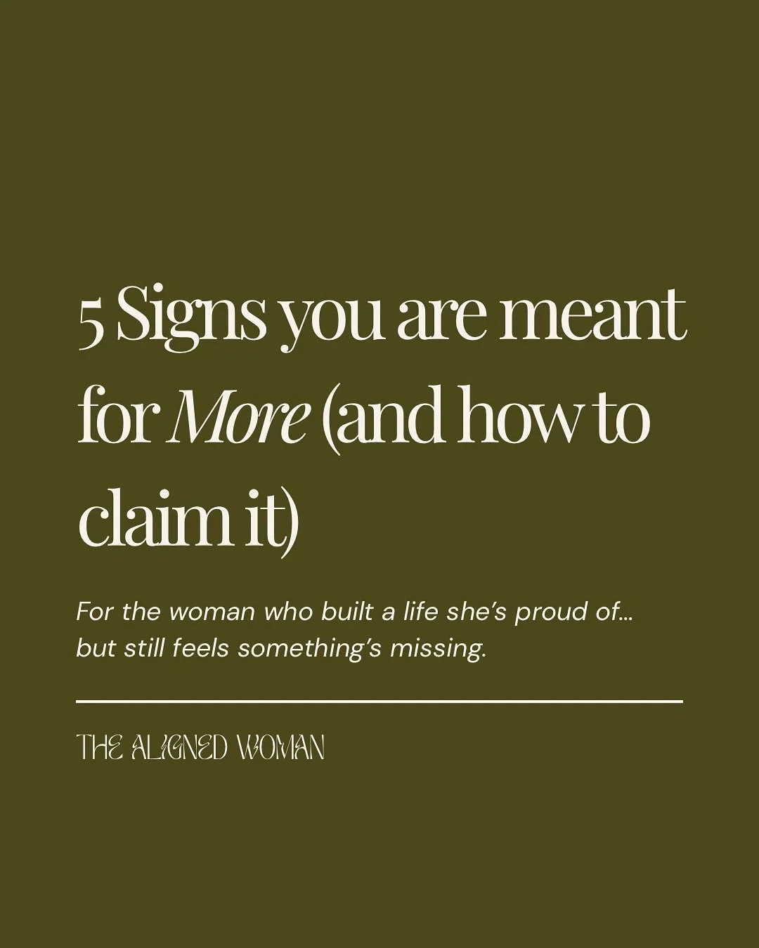 5 Signs you are meant for More (and how to  claim it)
For the woman who built a life she&rsquo;s proud of&hellip; but still feels something&rsquo;s missing. 💭