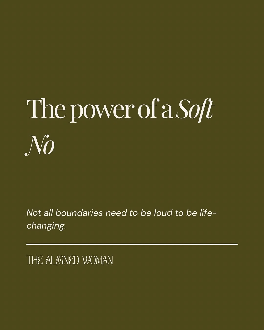 You don&rsquo;t need to raise your voice to honour your boundaries.
You don&rsquo;t need to explain your no to make it valid.

A soft no is still a powerful no.

It&rsquo;s the quiet moment you choose self-trust over people-pleasing.
It&rsquo;s the s