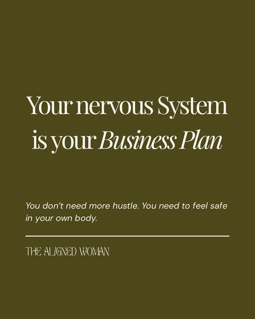 We don&rsquo;t talk enough about the body in business. 

If you&rsquo;re always overwhelmed, second-guessing, or overthinking&mdash;it&rsquo;s not a mindset issue.
It&rsquo;s a nervous system issue.

Most women are trying to create from a place of hy