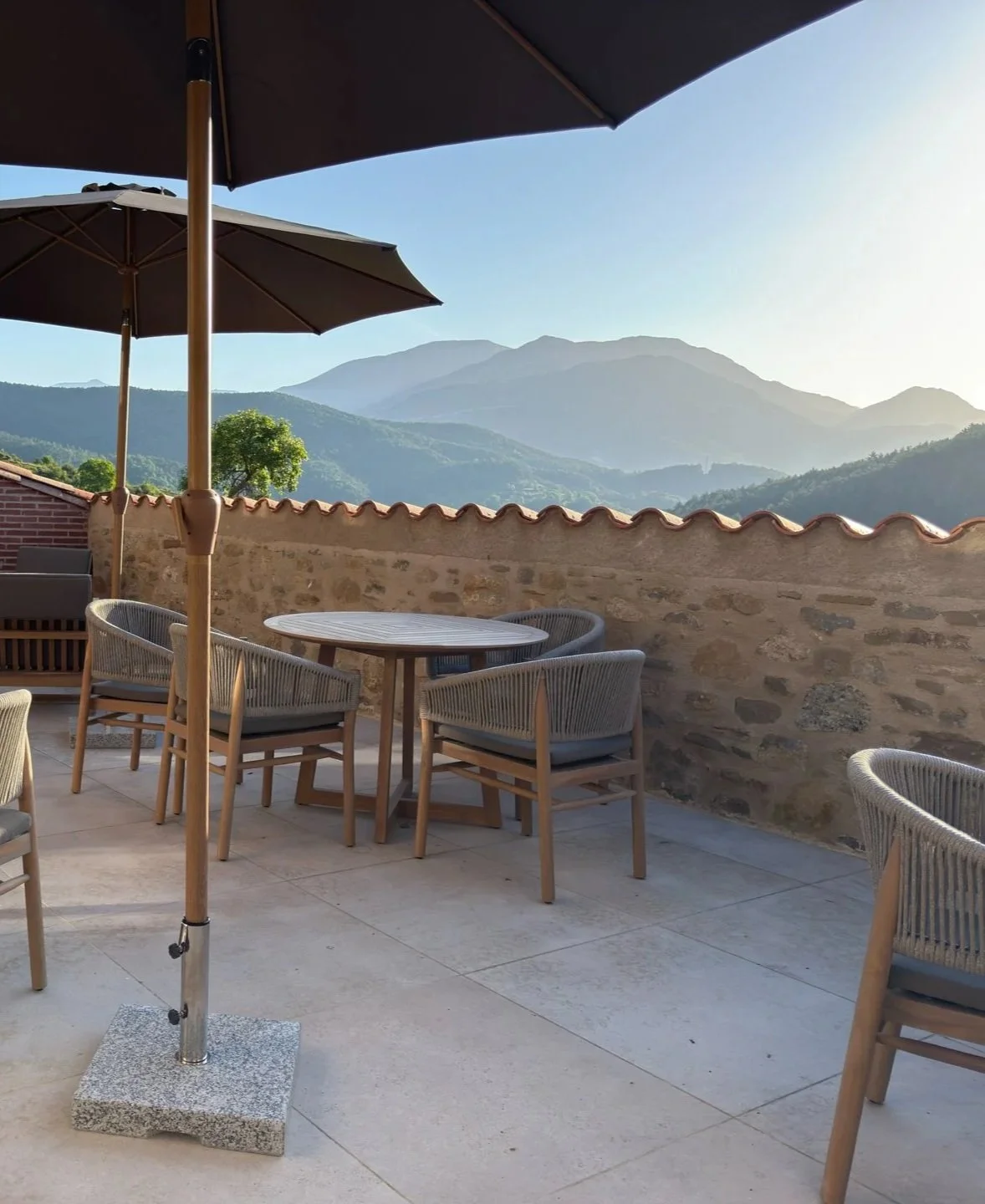 Honesty bar terrace with mountain views at Seven By Bussacs, Spanish Pyrenees