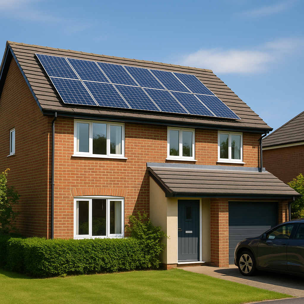 Modern house with solar PV panels