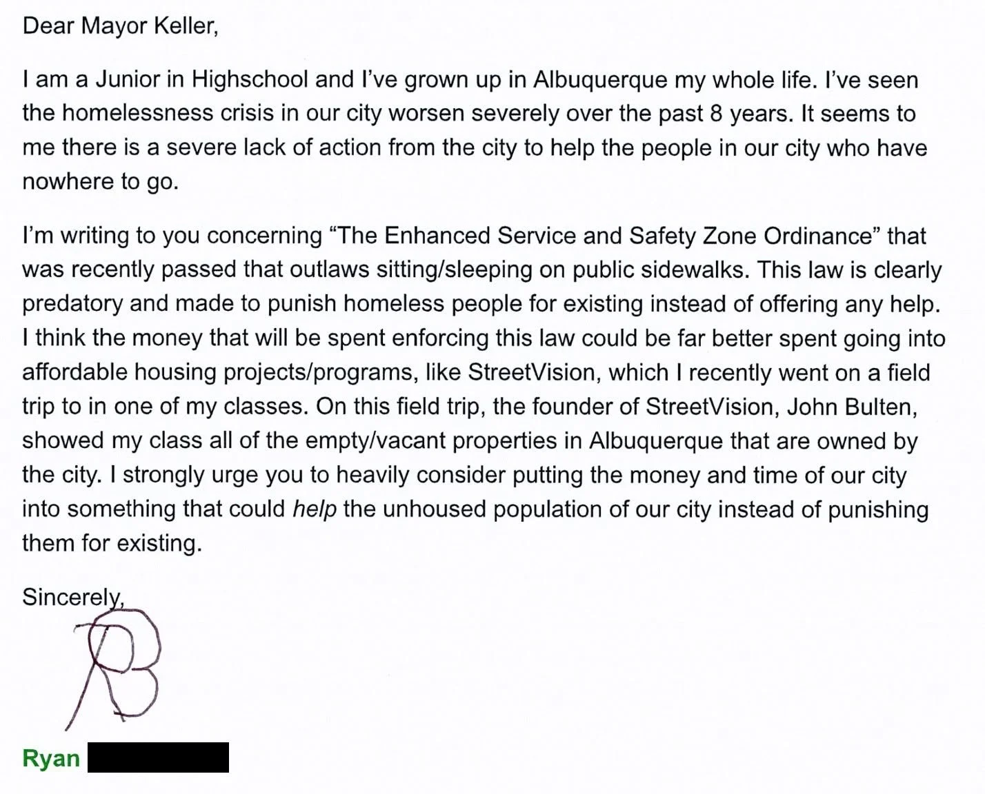 Our future leaders have spoken! 💙

Thank you, Ryan, for using your voice to advocate for compassionate, community driven solutions to homelessness in Albuquerque. As a student, you recognized that lasting change comes from investing in people, housi
