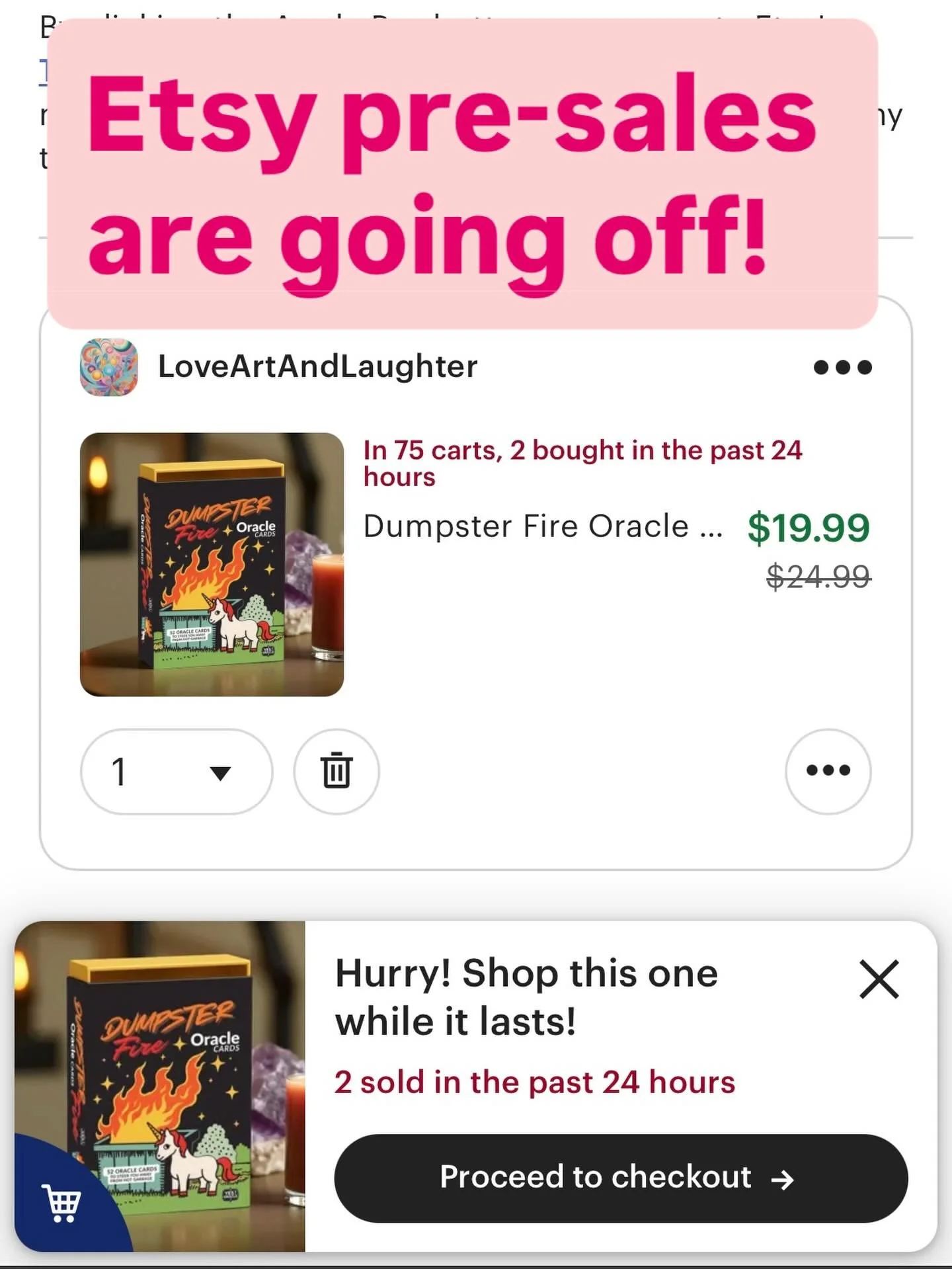 Apparently this deck is causing a minor dumpster fire on Etsy for PRE-SALES 🔥👀 whoop! Link in the comments.