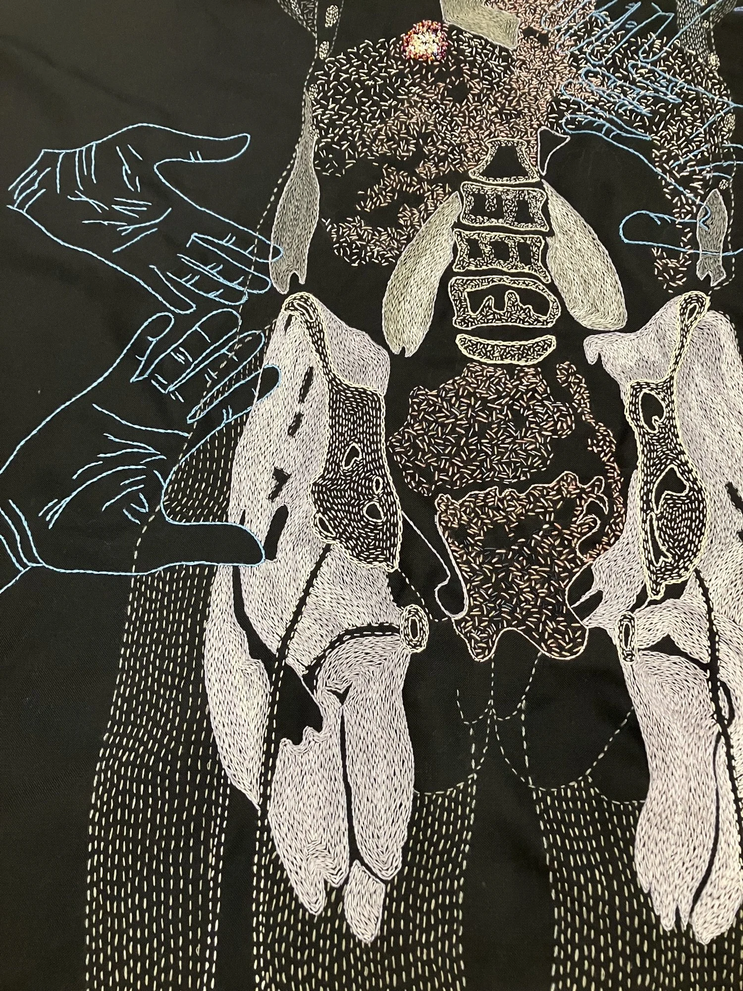 Detail of Gauteng embroidery by Tamar Mason