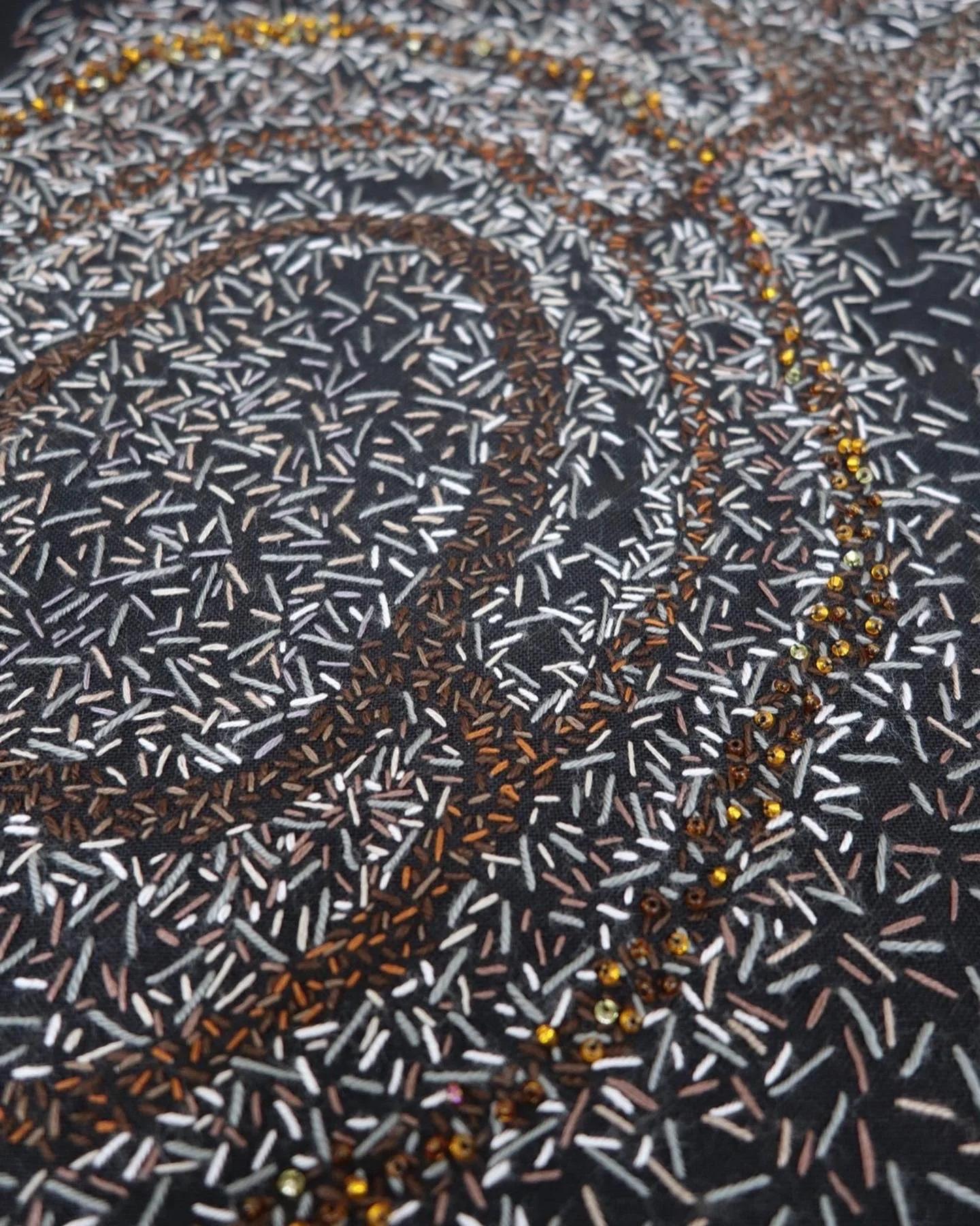 Detail of beadwork and embroidery stitches Tamar Mason