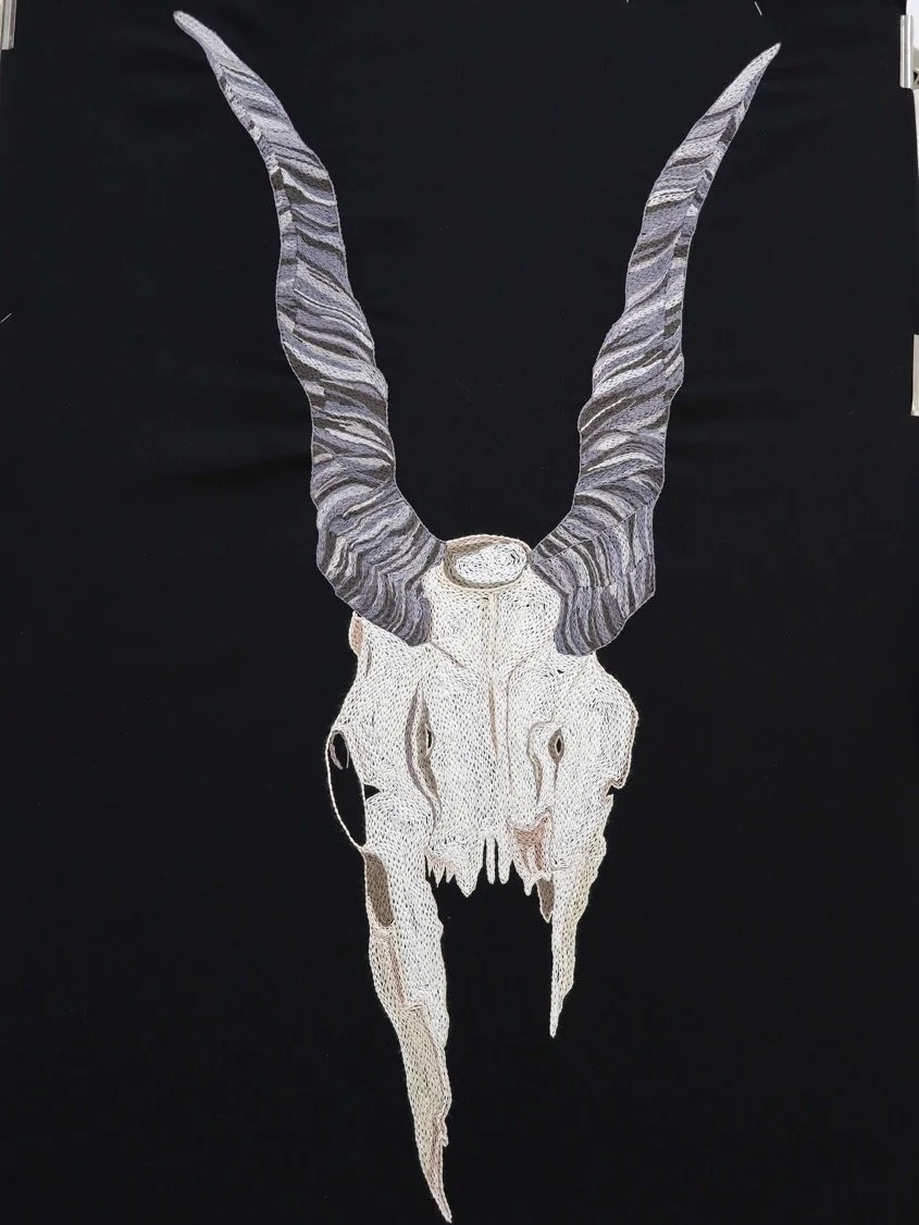 Full elandskull embroidery detail by Tamar Mason