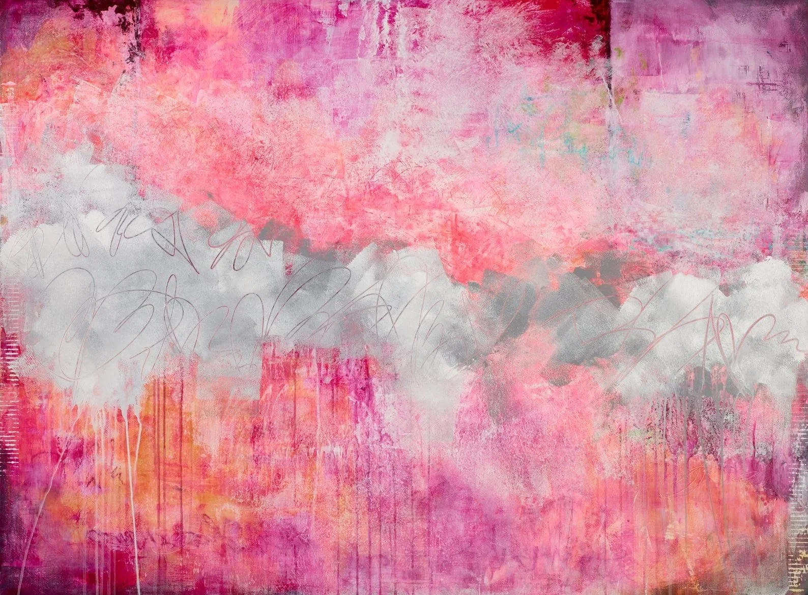 The Taste of Permission
Acrylic, Oil pastel, Ink on cradled birch panel 2025
36" x 48" x 2" - Available for purchase