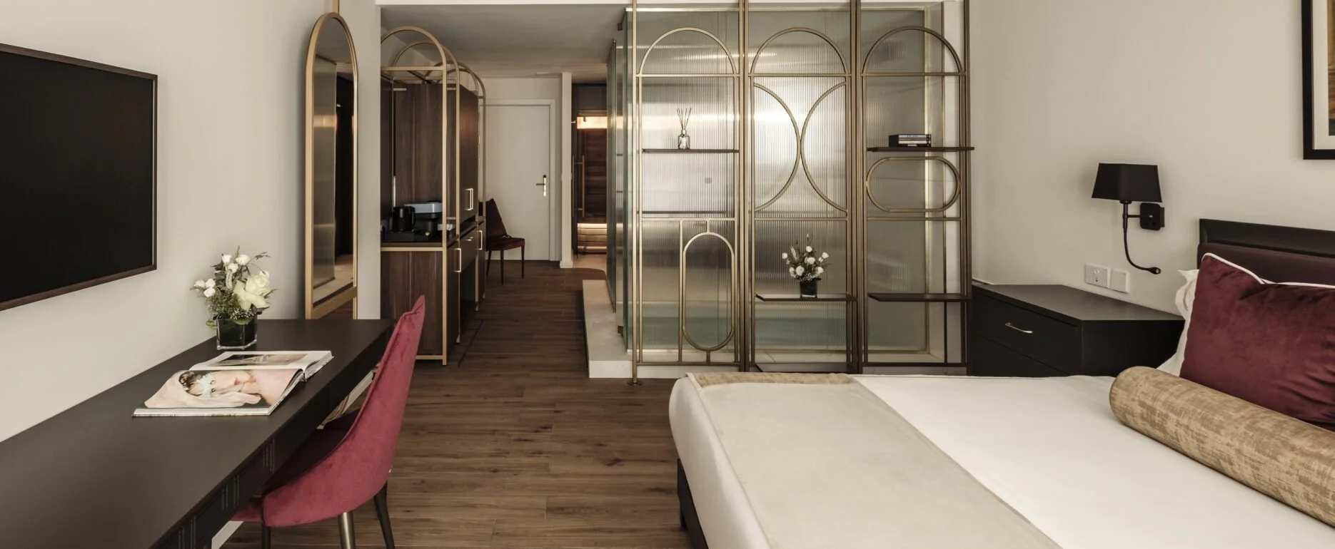 DELUXE SUITE WITH PRIVATE POOL & SAUNA -  A private wellness suite featuring a personal pool and sauna, designed for secluded relaxation in a calm, refined setting.
