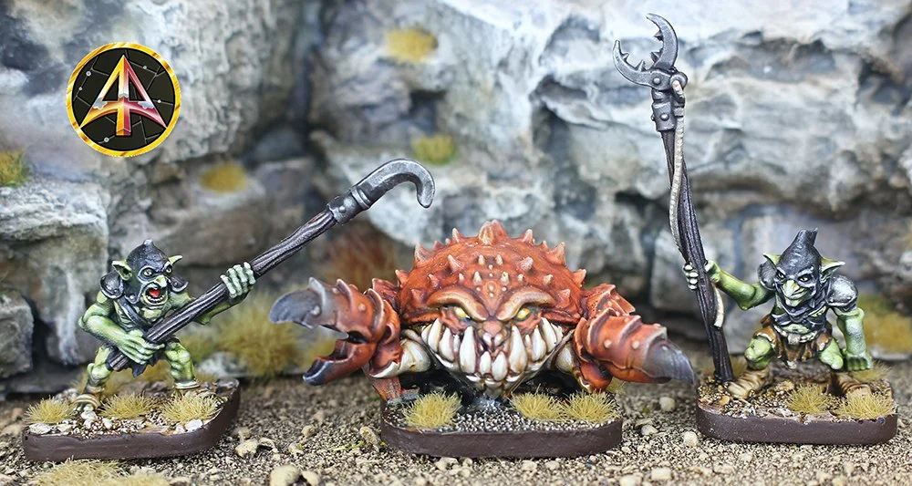 Wild War Crab and Goblin Handlers new 28mm Fantasy