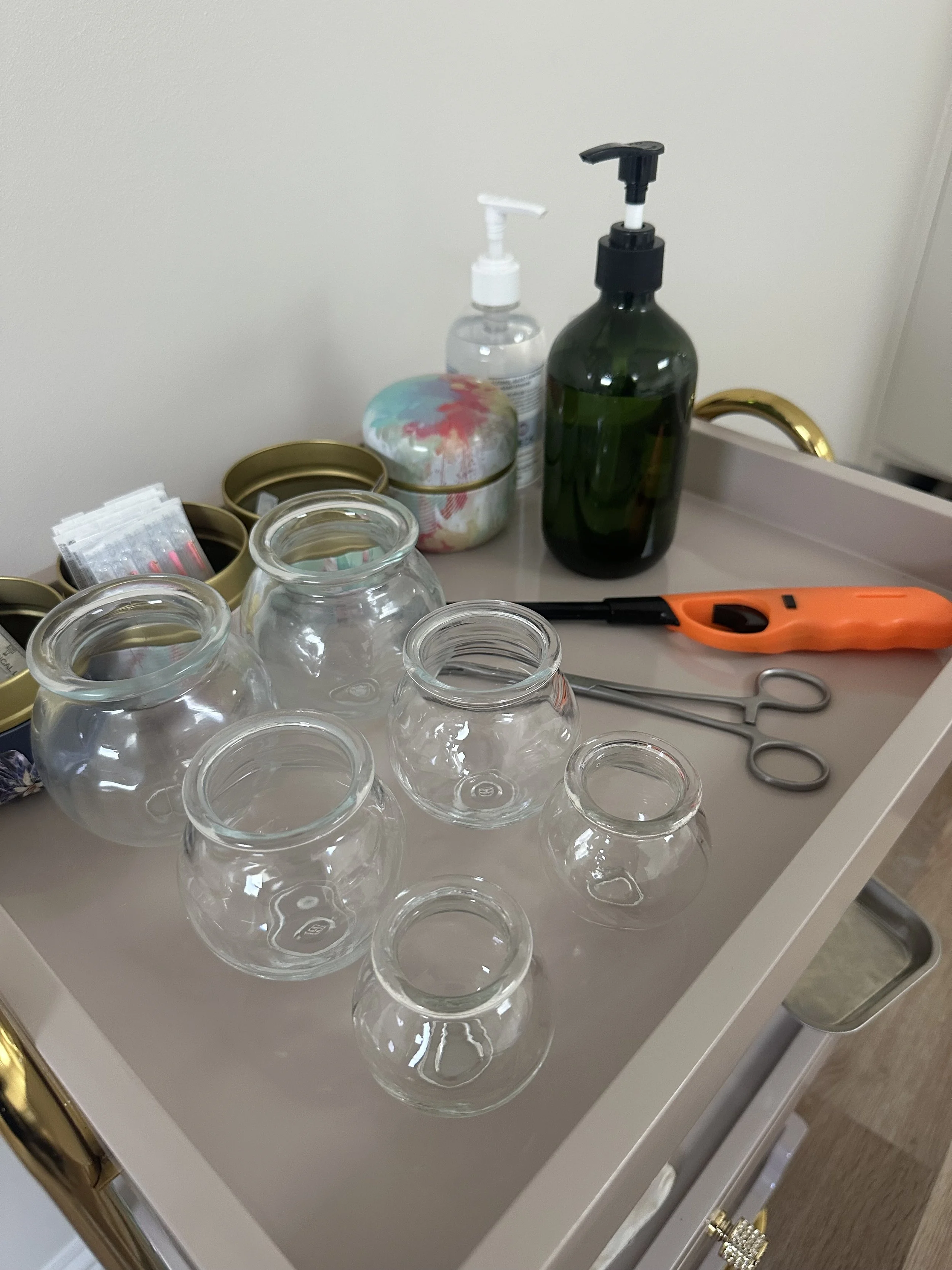 Cupping tools for acupuncture in a clinic in Highgate.