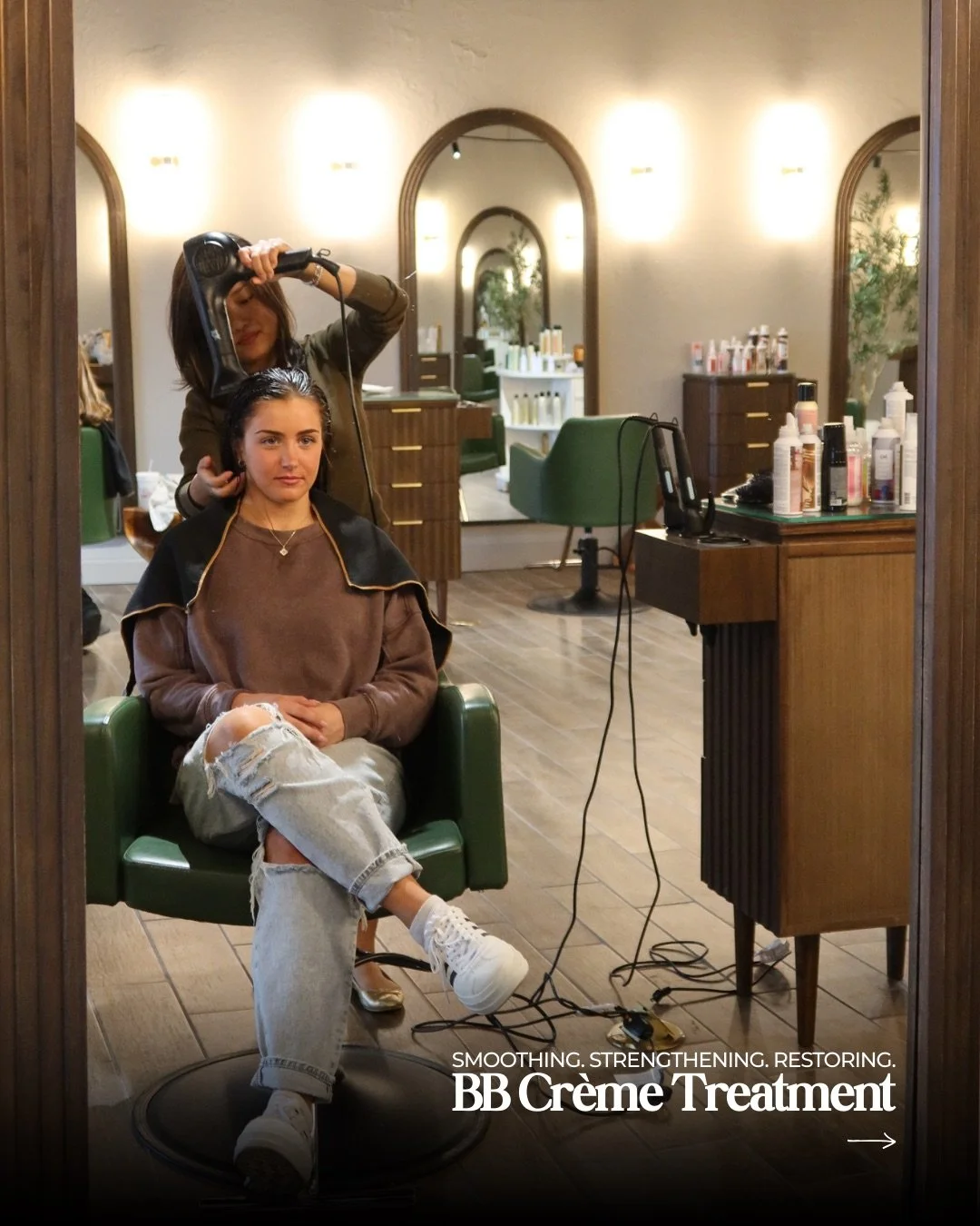 An elevated approach to smoother, more manageable hair. The BB Cr&egrave;me Treatment nourishes and restores while preserving your natural texture and color. The result is hair that feels refined, lightweight, and easy&mdash;long after you leave the 