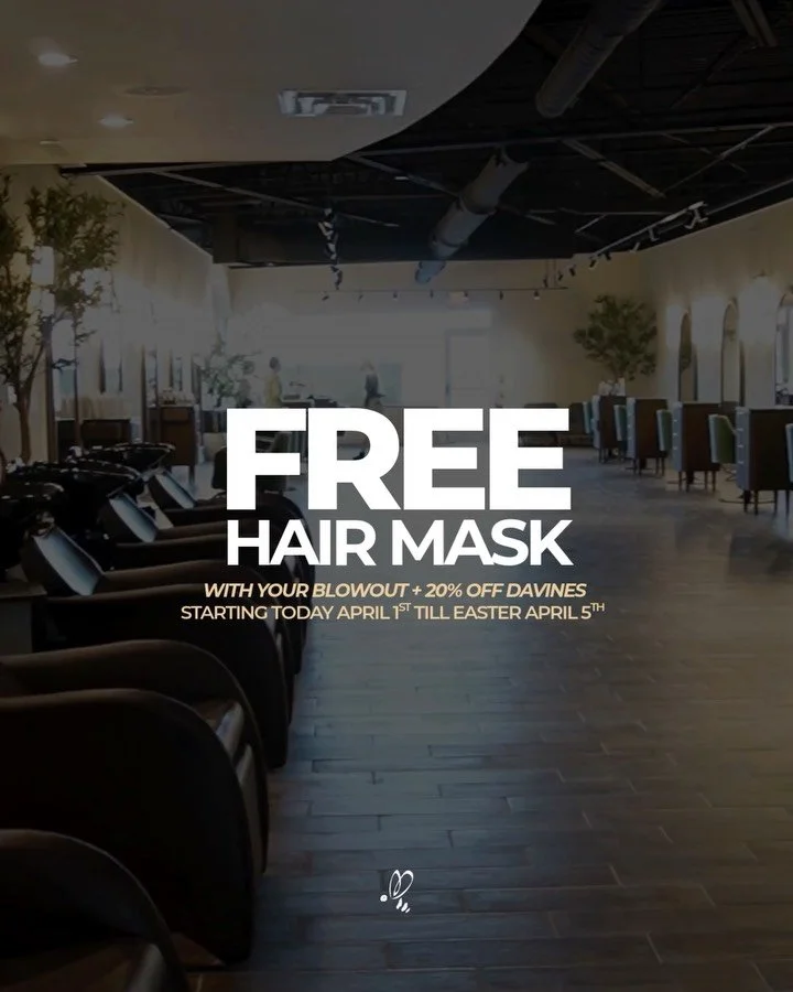 Your April just got a whole lot sweeter 🍯✨

Enjoy a complimentary hair mask with your blowout plus 20% off all Davines products&hellip; the kind of little luxury your hair will thank you for!

Book your appointment today and let us take care of the 