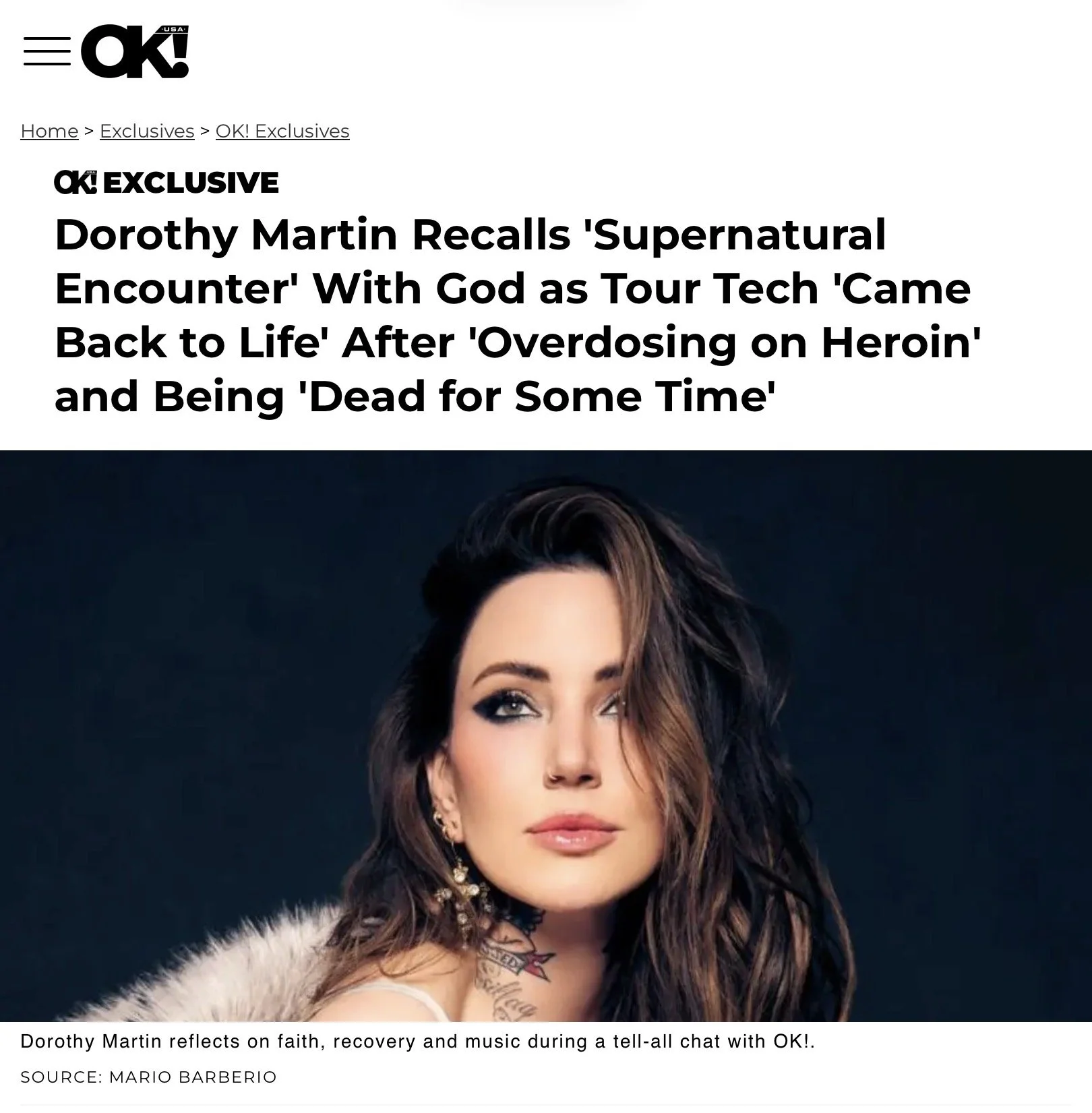 Dorothy Martin, lead singer of rock band DOROTHY - featured in OK! magazine, USA, in 2026