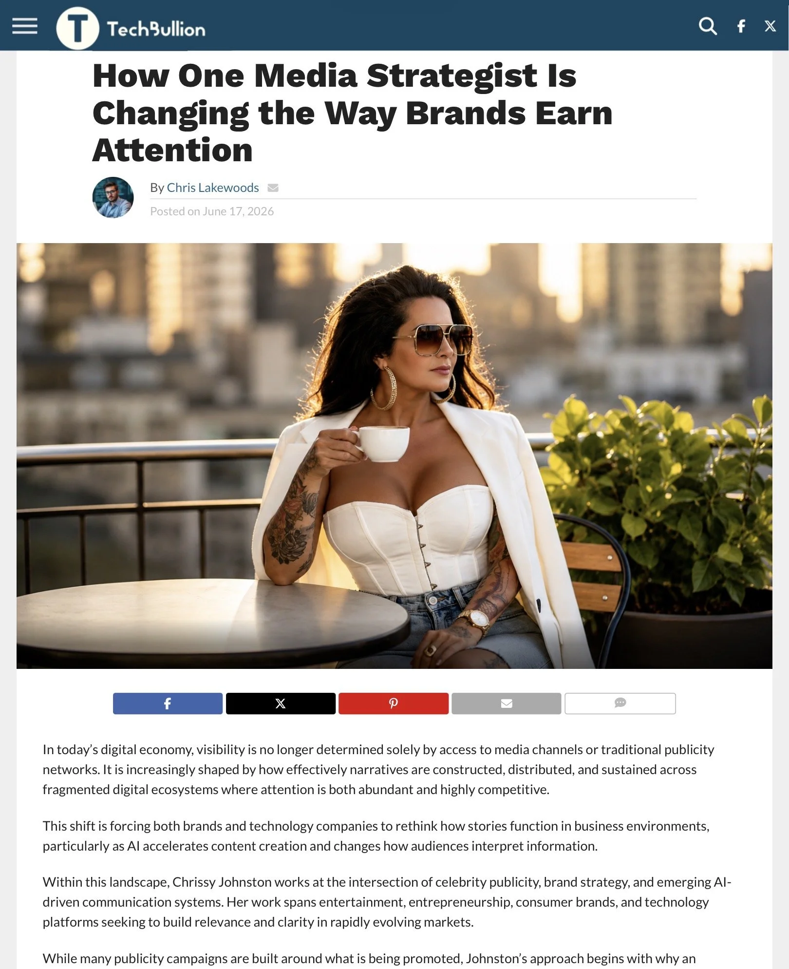Chrissy Johnston, founder of Intrigue Publications, featured in TechBullion