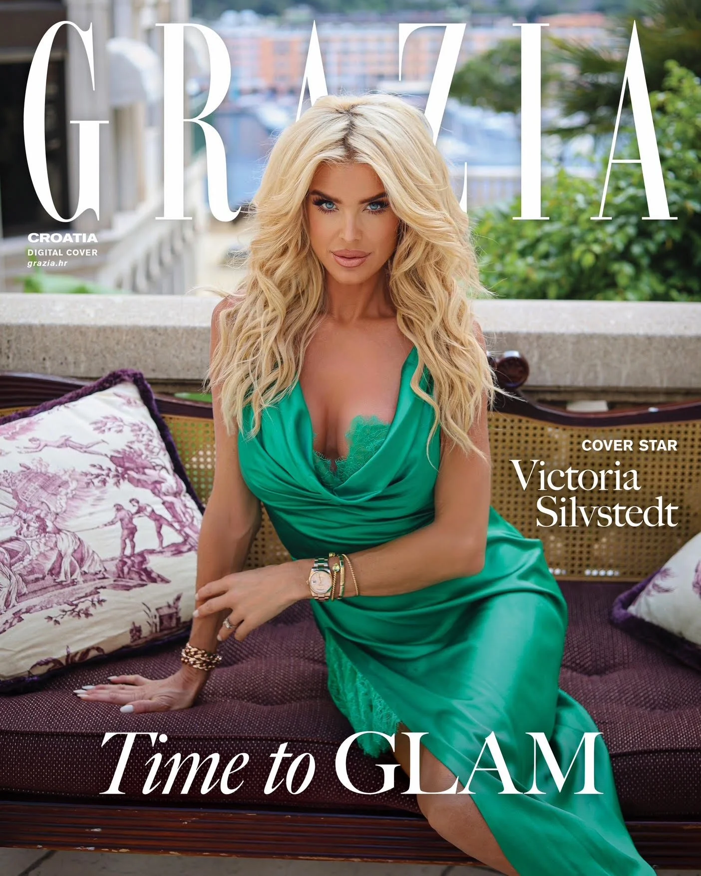 Supermodel, TV host and singer Victoria Silvstedt on the cover of Grazia magazine, Croatia