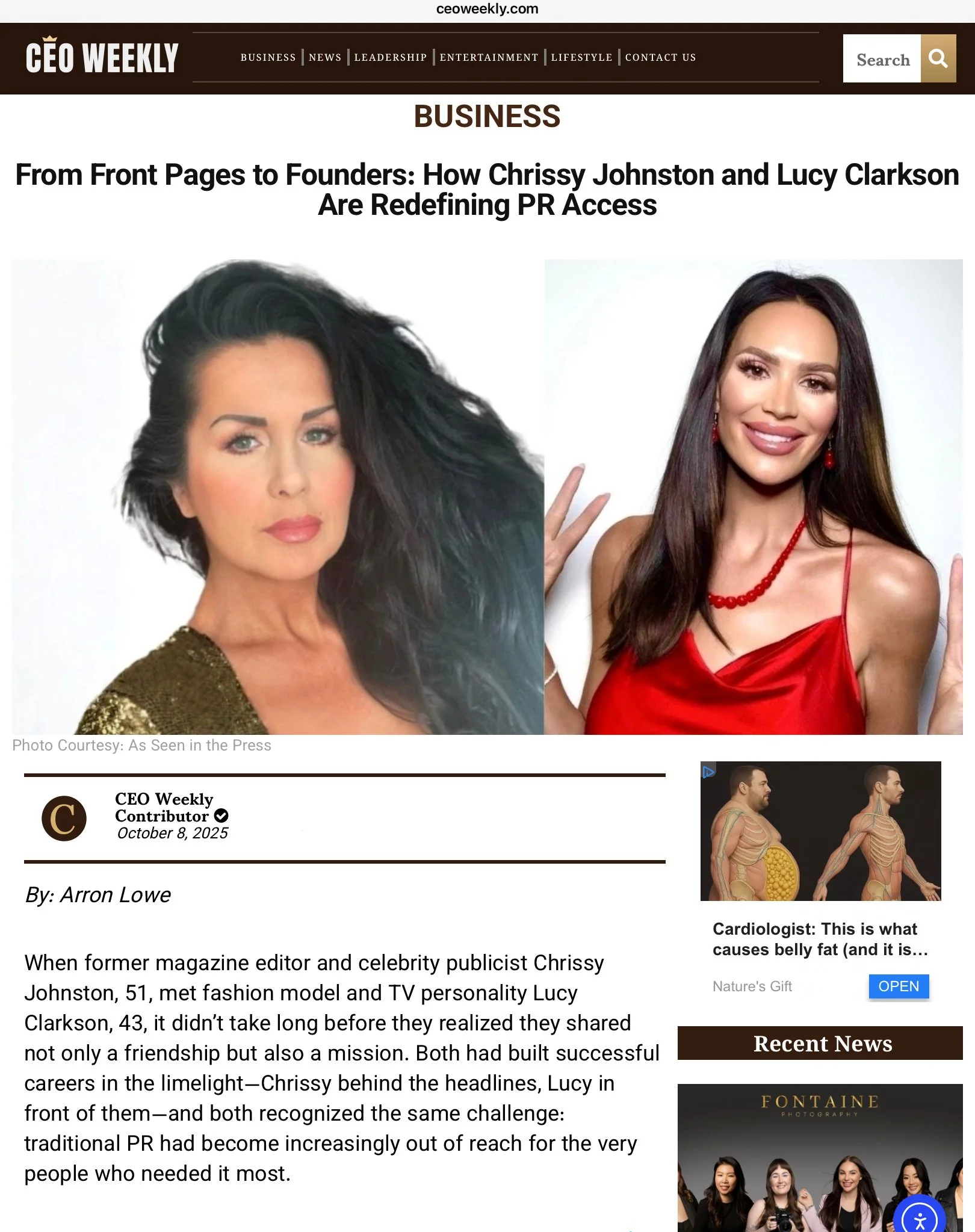 TV Host Lucy Clarkson and PR Expert Chrissy Johnston in CEO Weekly