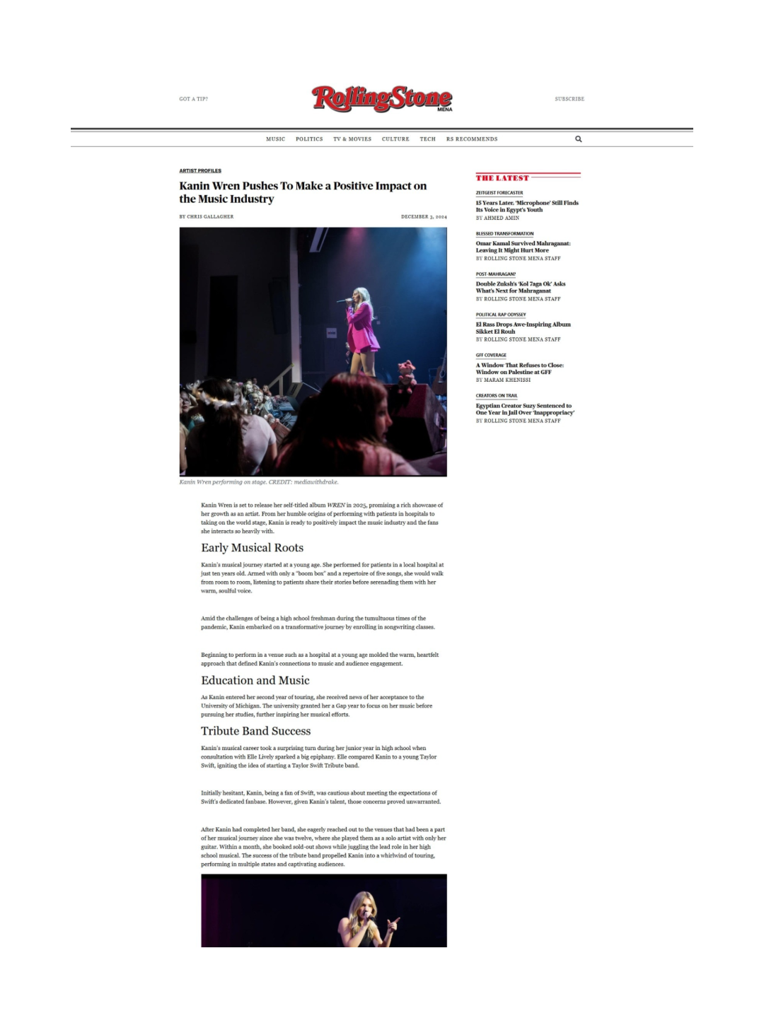 Get Featured in Rolling Stone magazine, MENA  (74% US Readership)
