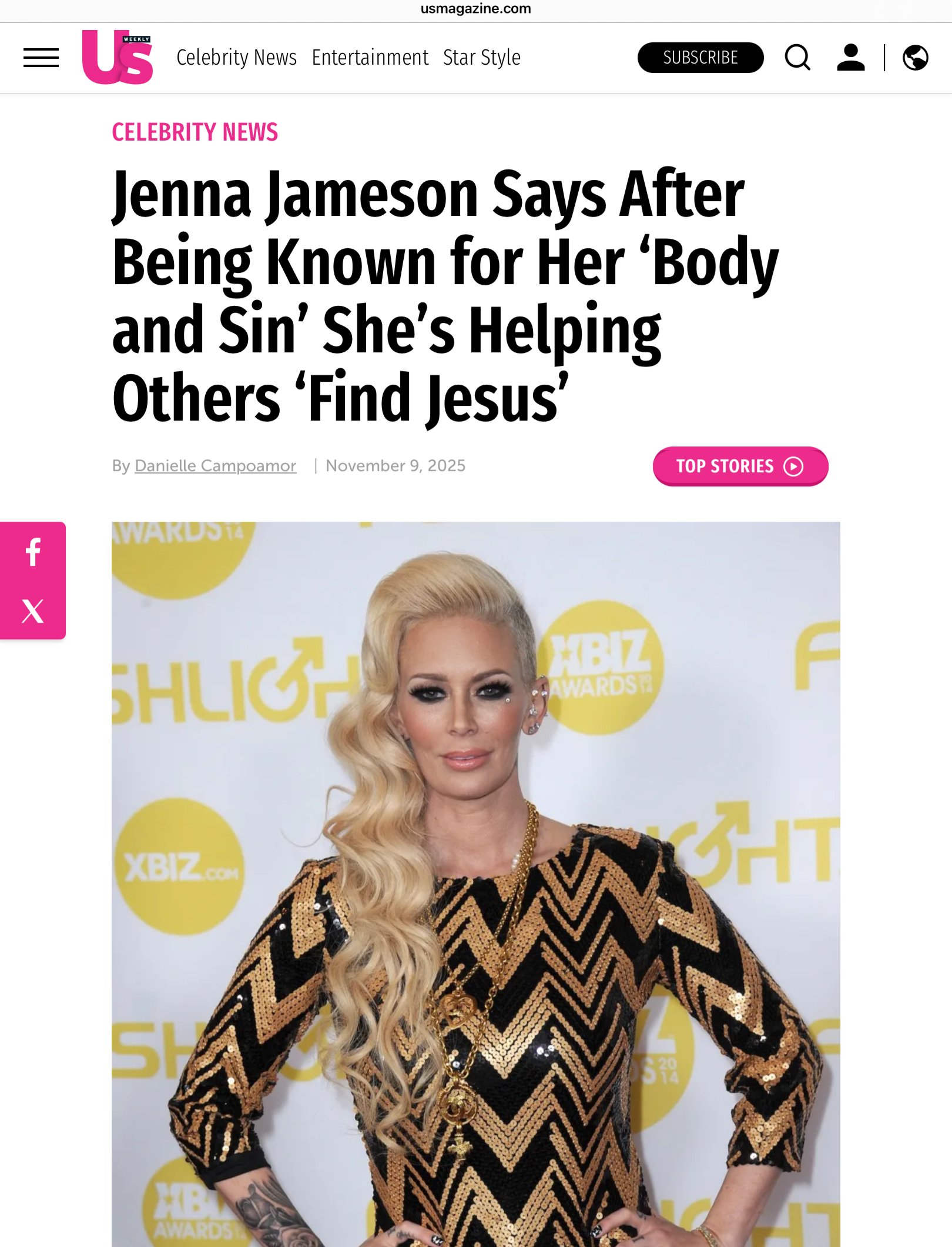 Celebrity Jenna Jameson in US Weekly, November 2025