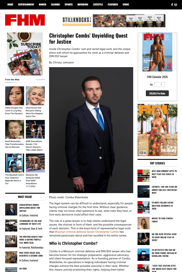 Criminal defense lawyer Christopher Combs in FHM