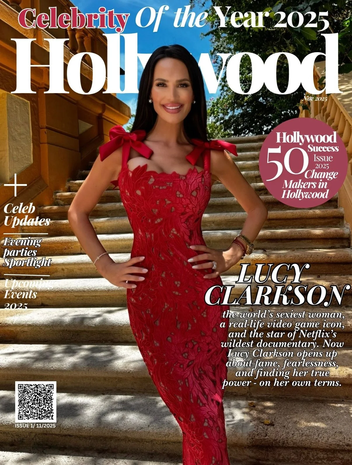 TV Host & Model Lucy Clarkson on cover of Hollywood Times magazine