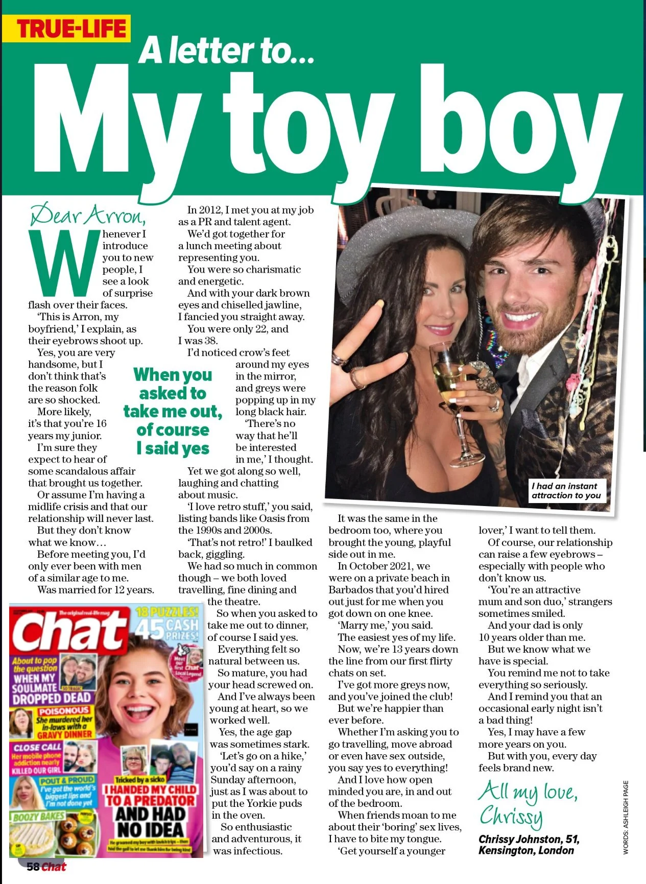 Intrigue Publications Founder Chrissy Johnston in Chat magazine