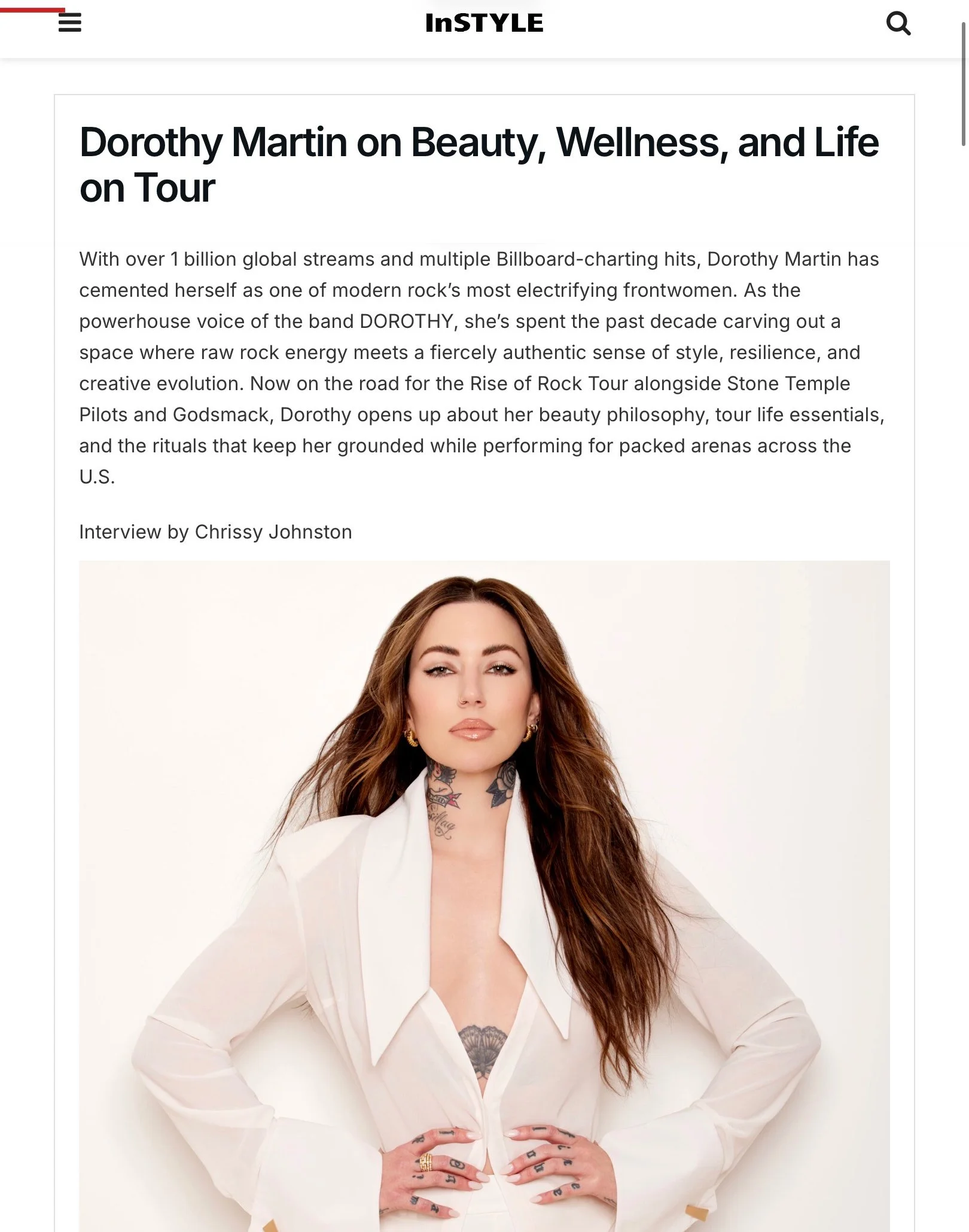 Rock singer Dorothy Martin for InStyle magazine, Moldova