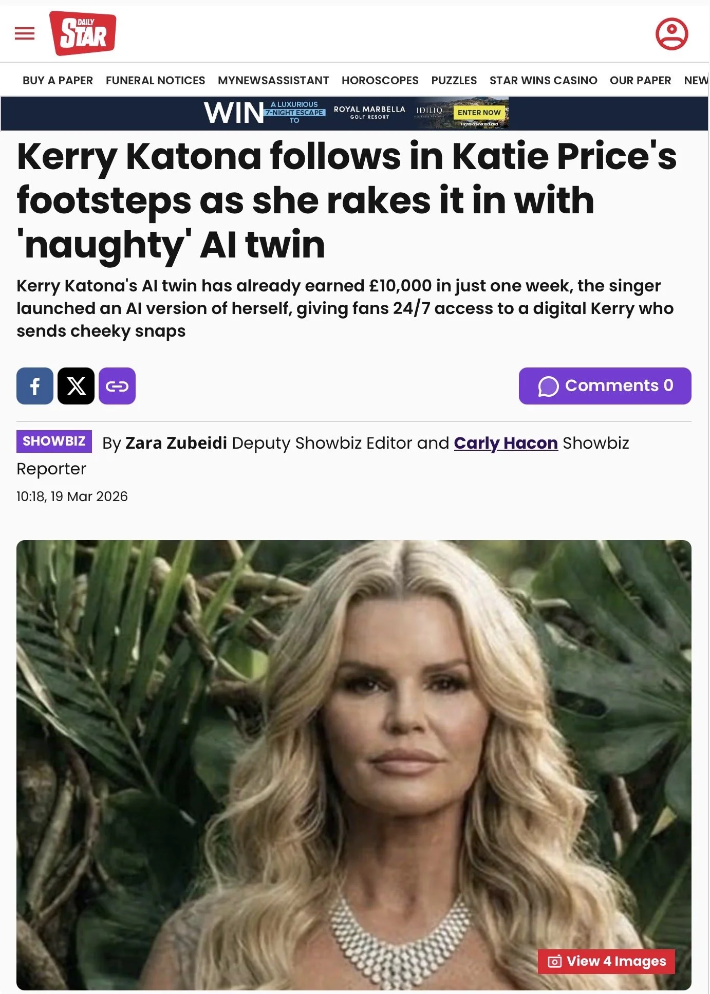 British reality star and Oh Chat - Daily Star